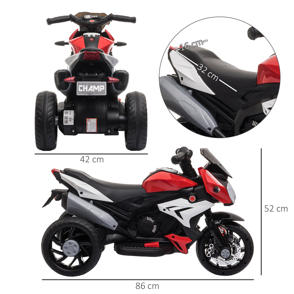 Easycomfort Moto Elettrica per Bambini 3-5 Anni Max. 25kg with Luci, Musica, Batteria 6V e Velocità 3km/h, 86cmx42cmx52cm Rossa