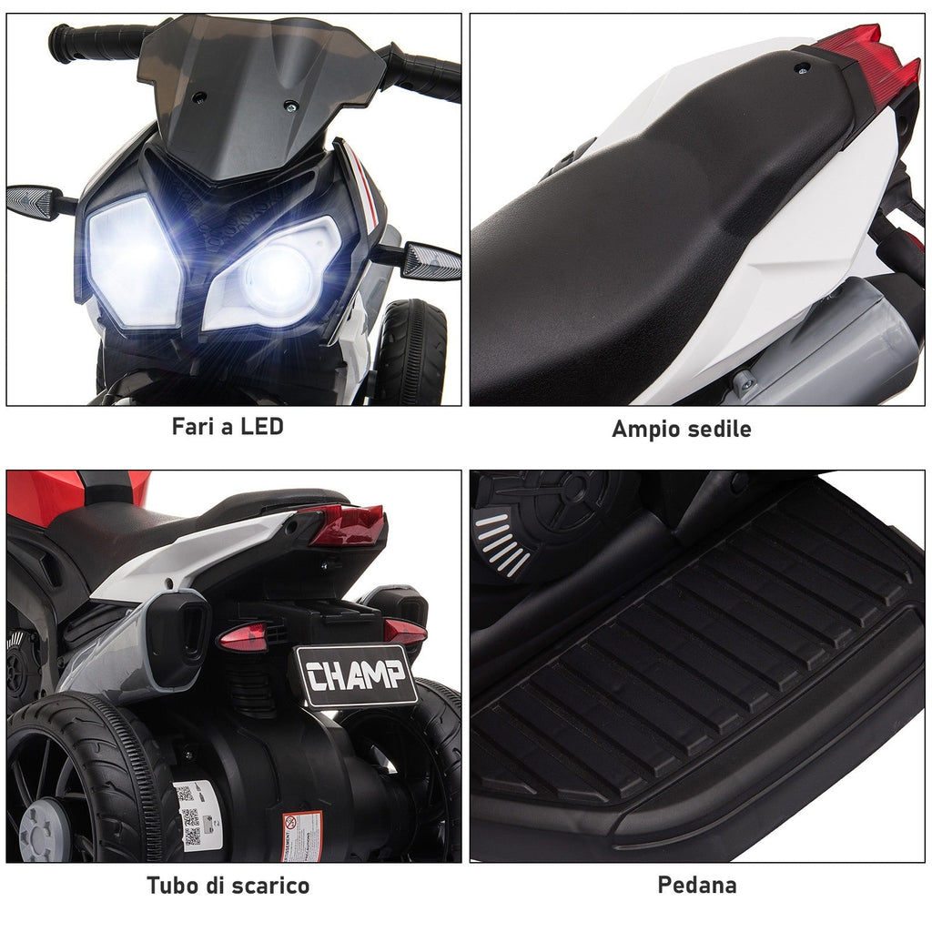 Easycomfort Moto Elettrica per Bambini 3-5 Anni Max. 25kg with Luci, Musica, Batteria 6V e Velocità 3km/h, 86cmx42cmx52cm Rossa