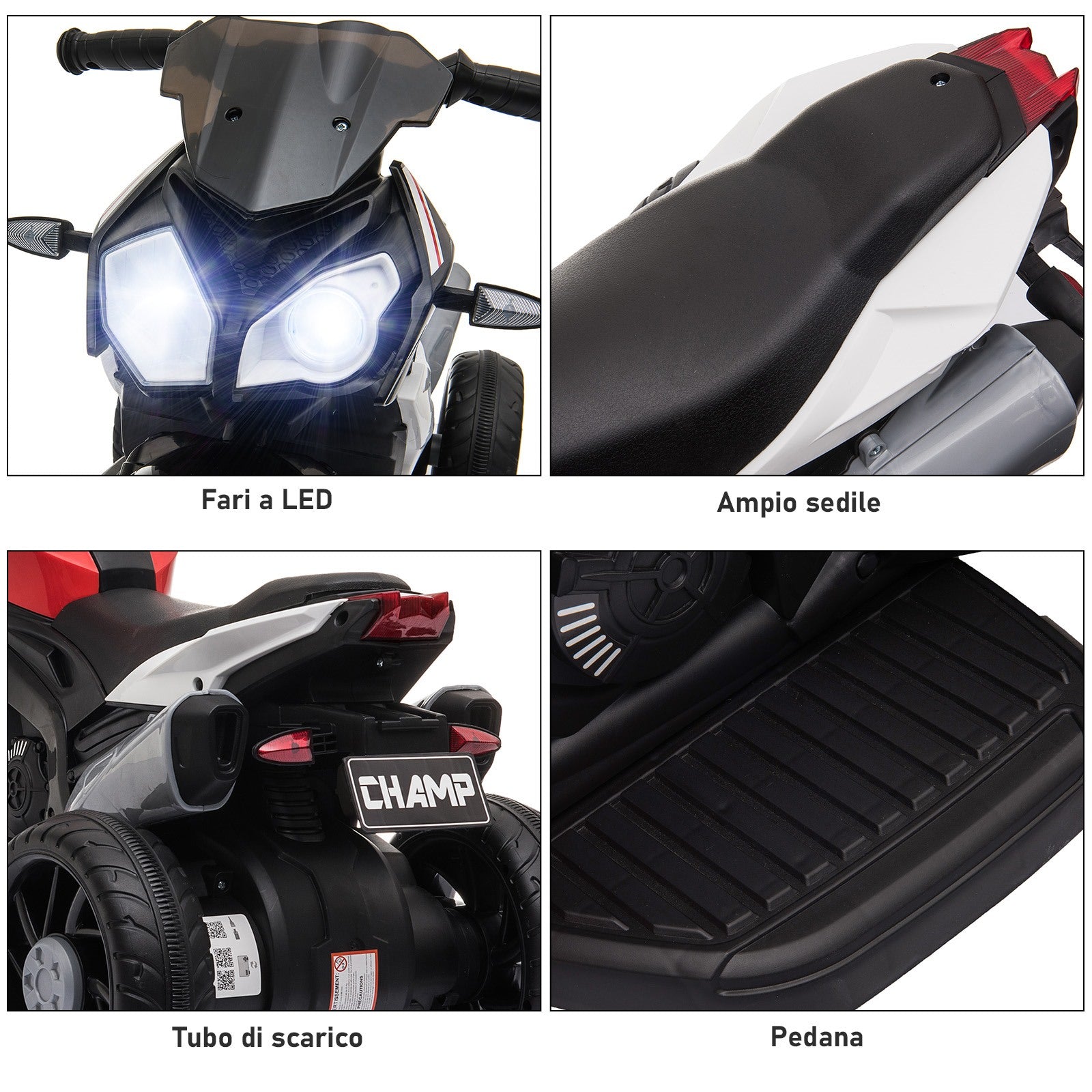 Easycomfort Moto Elettrica per Bambini 3-5 Anni Max. 25kg with Luci, Musica, Batteria 6V e Velocità 3km/h, 86cmx42cmx52cm Rossa