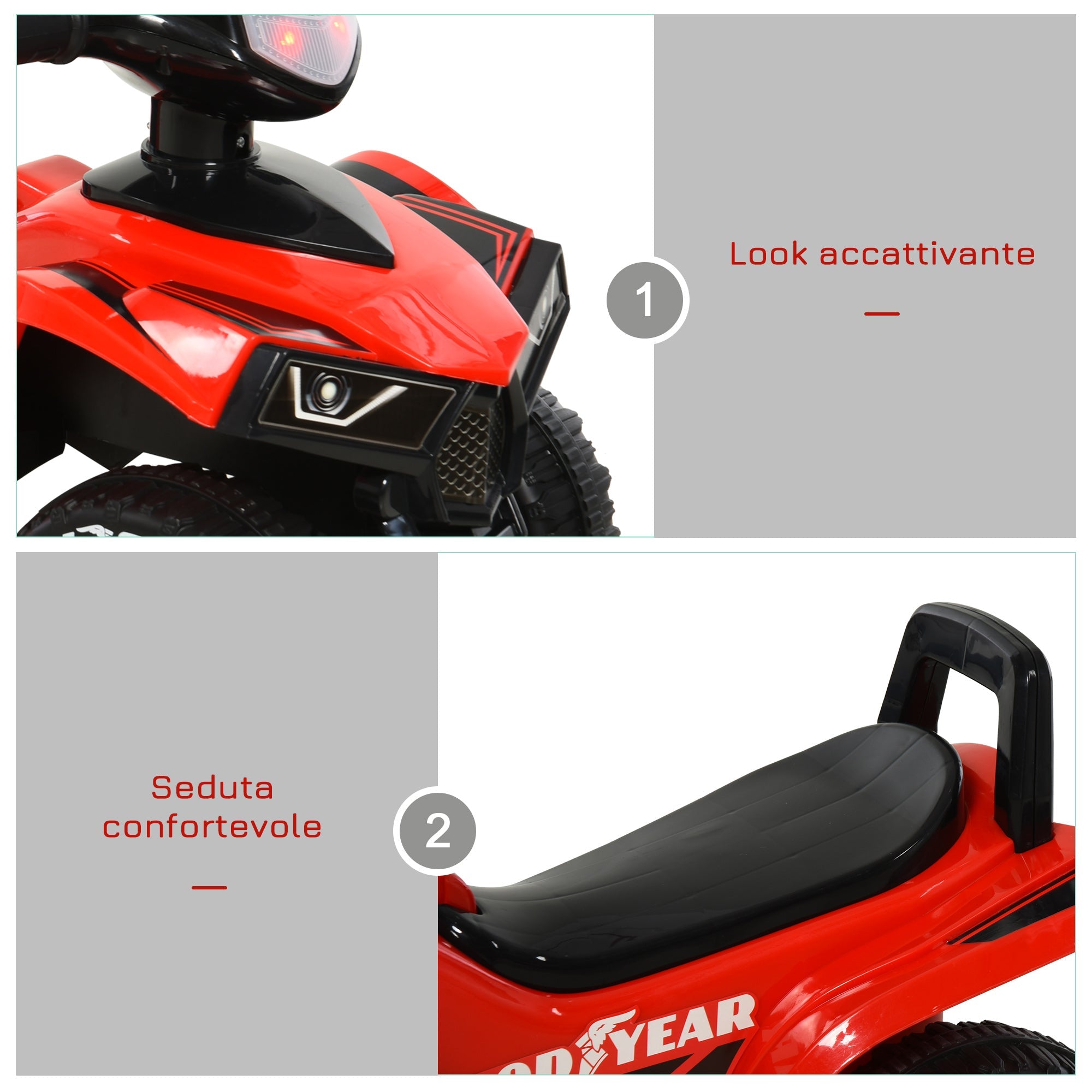 EasyComfort GOODYEAR licentie loopquad 18-36 maanden, rood/zwart, 60x31x42 cm