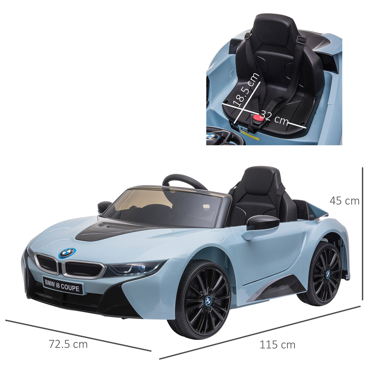 BMW i8 Coupé elektrische kinderauto 6V met afstandsbediening - blauw
