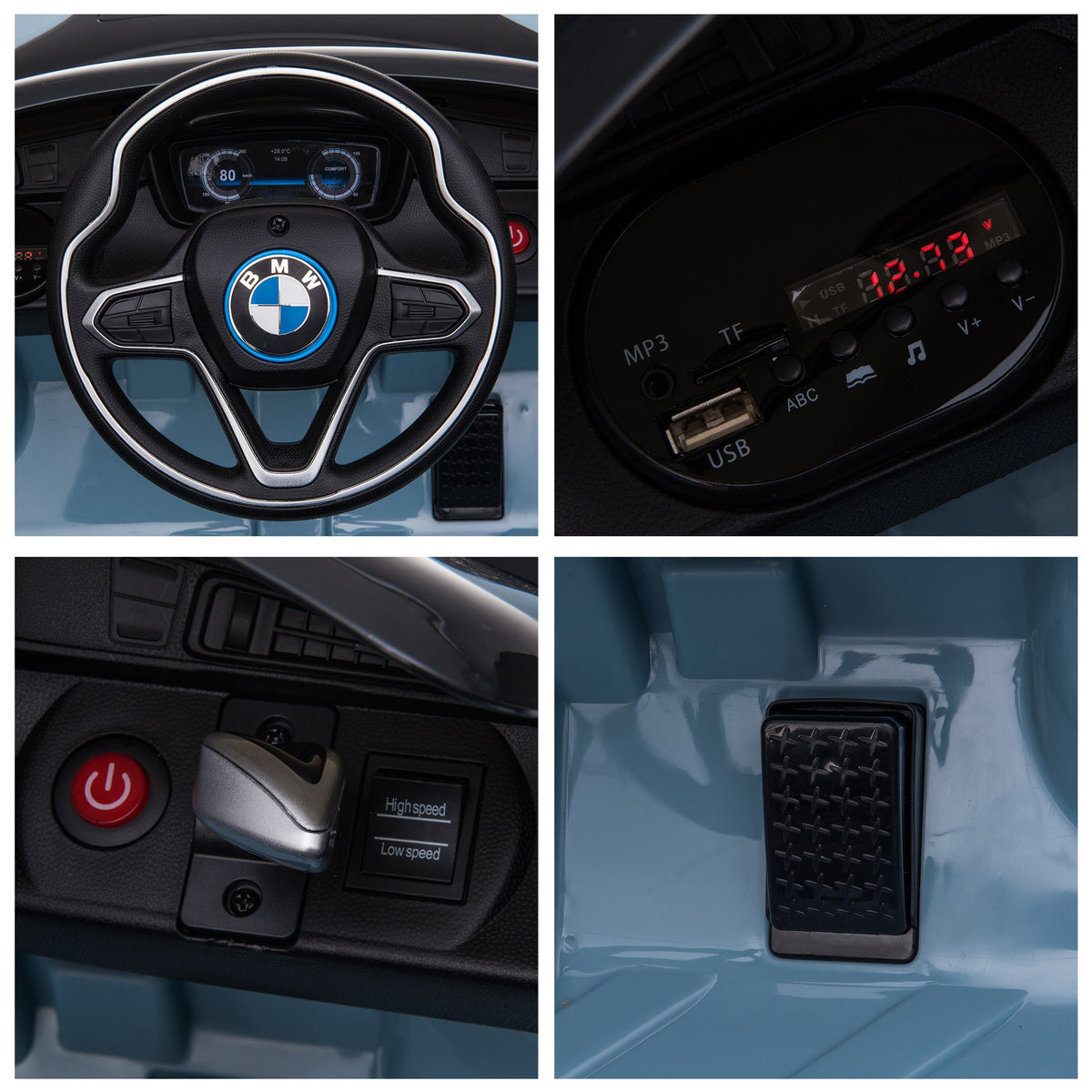 BMW i8 Coupé elektrische kinderauto 6V met afstandsbediening - blauw