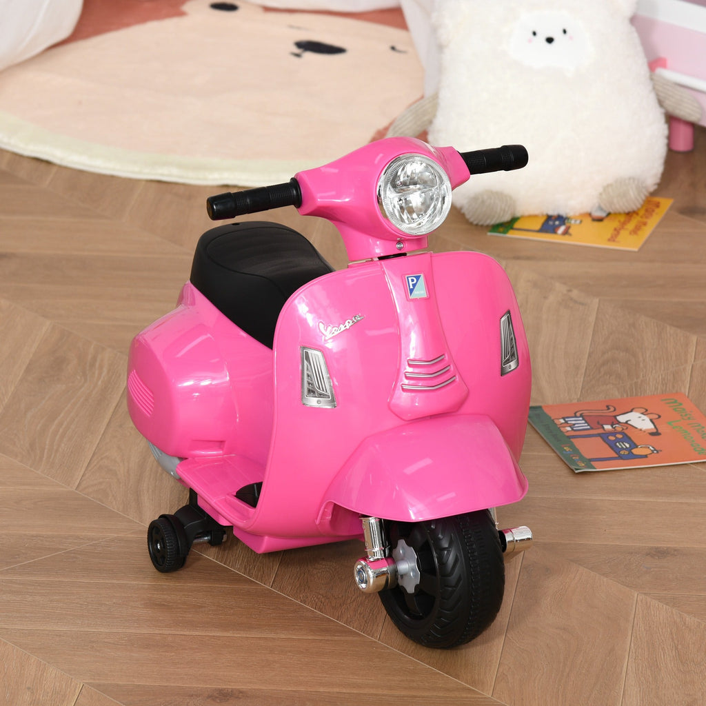 Easycomfort Moto Elettrica per Bambini with Licenza Ufficiale Vespa Batteria 6V, Fari e Clacson, per Bimbi da 18-36 mesi, Rosa, 66.5x38x52cm