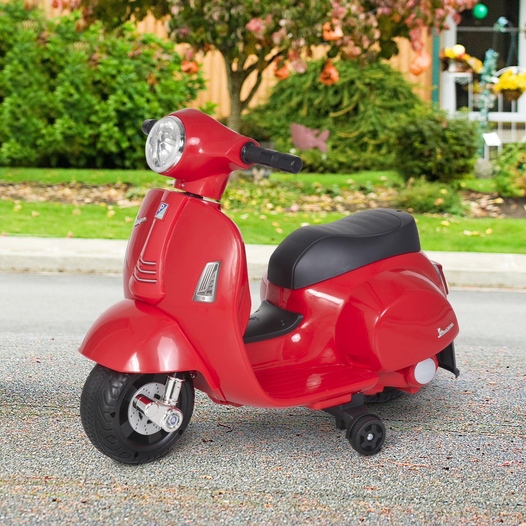 Easycomfort Moto Elettrica per Bambini with Licenza Ufficiale Vespa Batteria 6V, Fari e Clacson, per Bimbi da 18-36 mesi, Rosso, 66.5x38x52cm