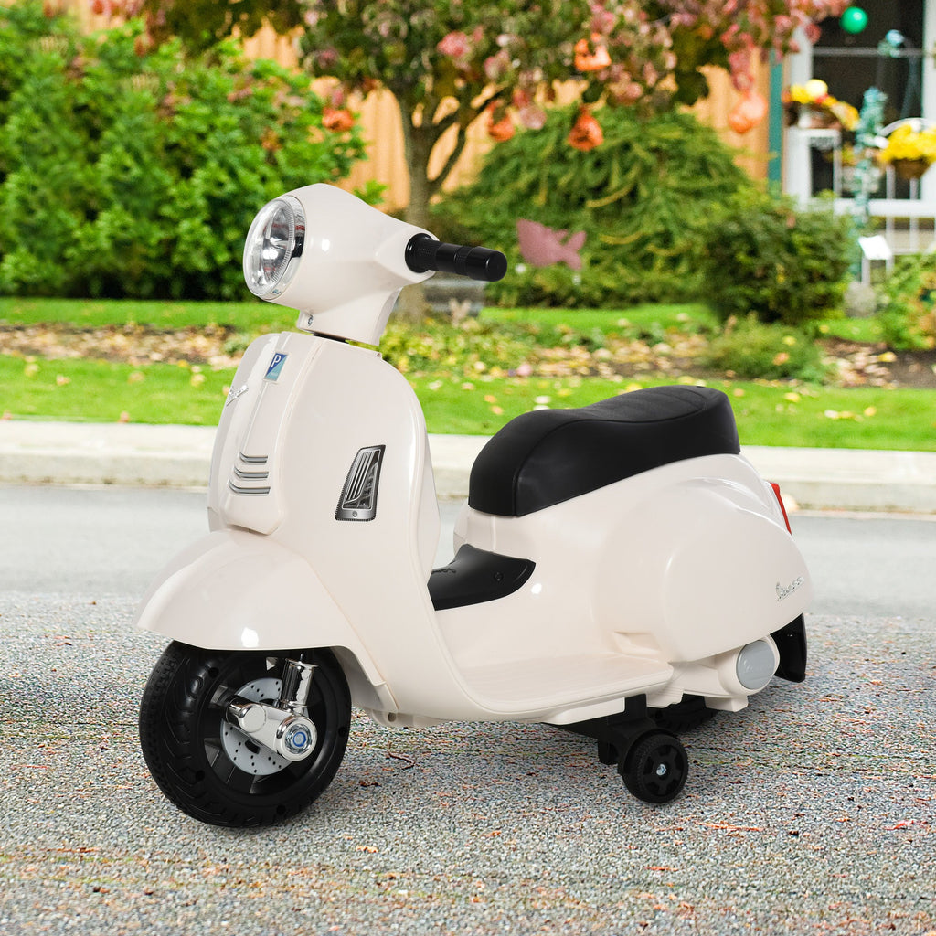 Easycomfort Moto Elettrica per Bambini with Licenza Ufficiale Vespa Batteria 6V, Fari e Clacson, per Bimbi da 18-36 mesi, white, 66.5x38x52cm