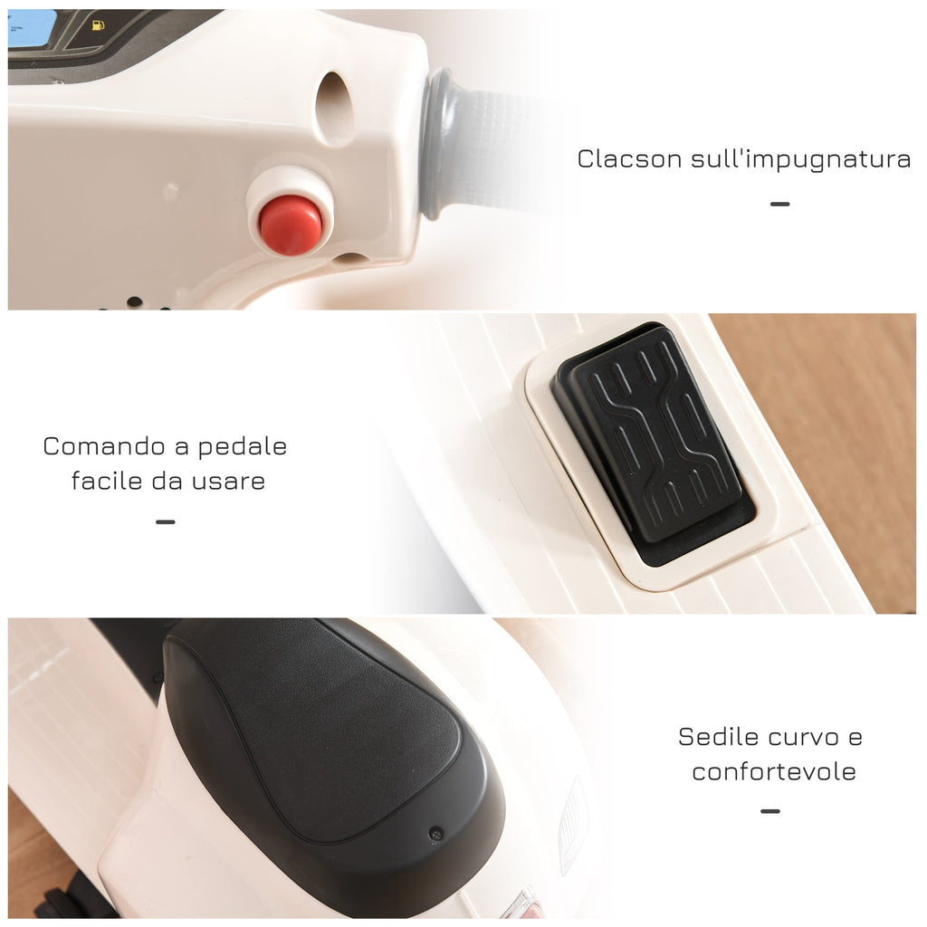 Easycomfort Moto Elettrica per Bambini with Licenza Ufficiale Vespa Batteria 6V, Fari e Clacson, per Bimbi da 18-36 mesi, white, 66.5x38x52cm