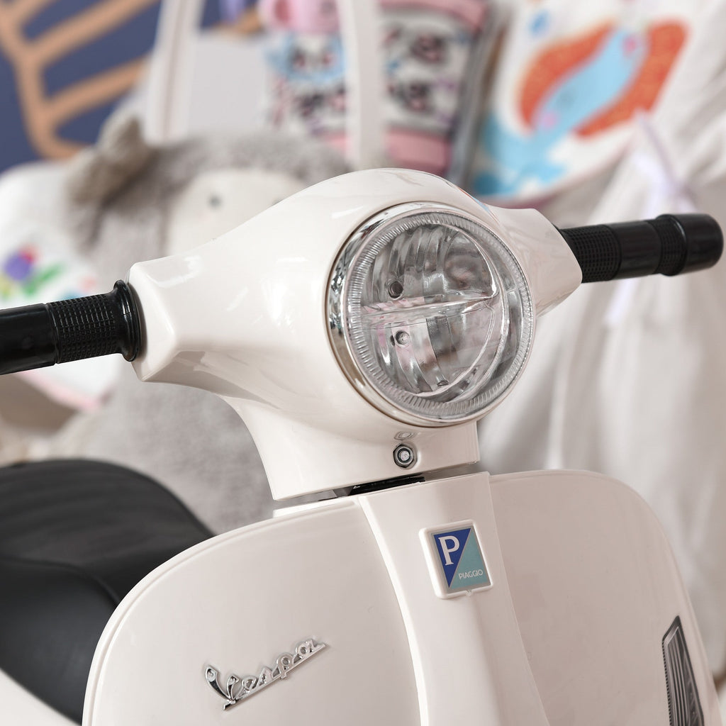 Easycomfort Moto Elettrica per Bambini with Licenza Ufficiale Vespa Batteria 6V, Fari e Clacson, per Bimbi da 18-36 mesi, white, 66.5x38x52cm