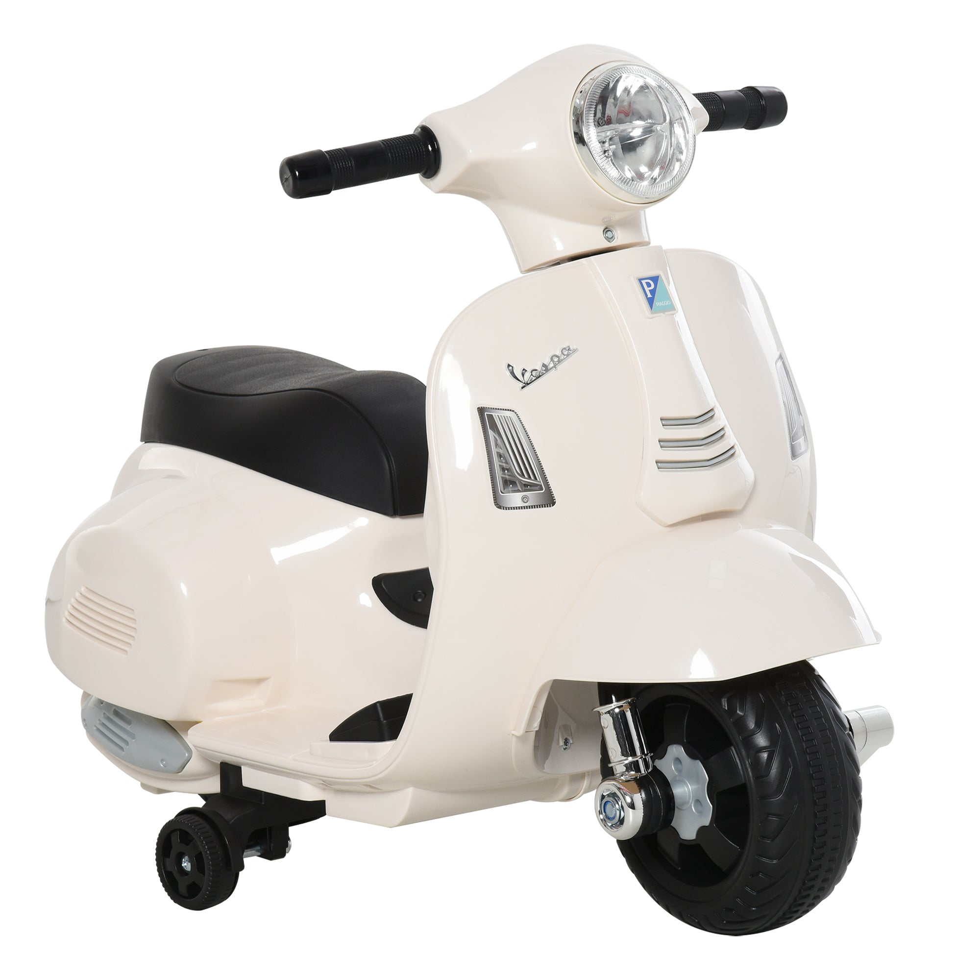 Easycomfort Moto Elettrica per Bambini with Licenza Ufficiale Vespa Batteria 6V, Fari e Clacson, per Bimbi da 18-36 mesi, white, 66.5x38x52cm