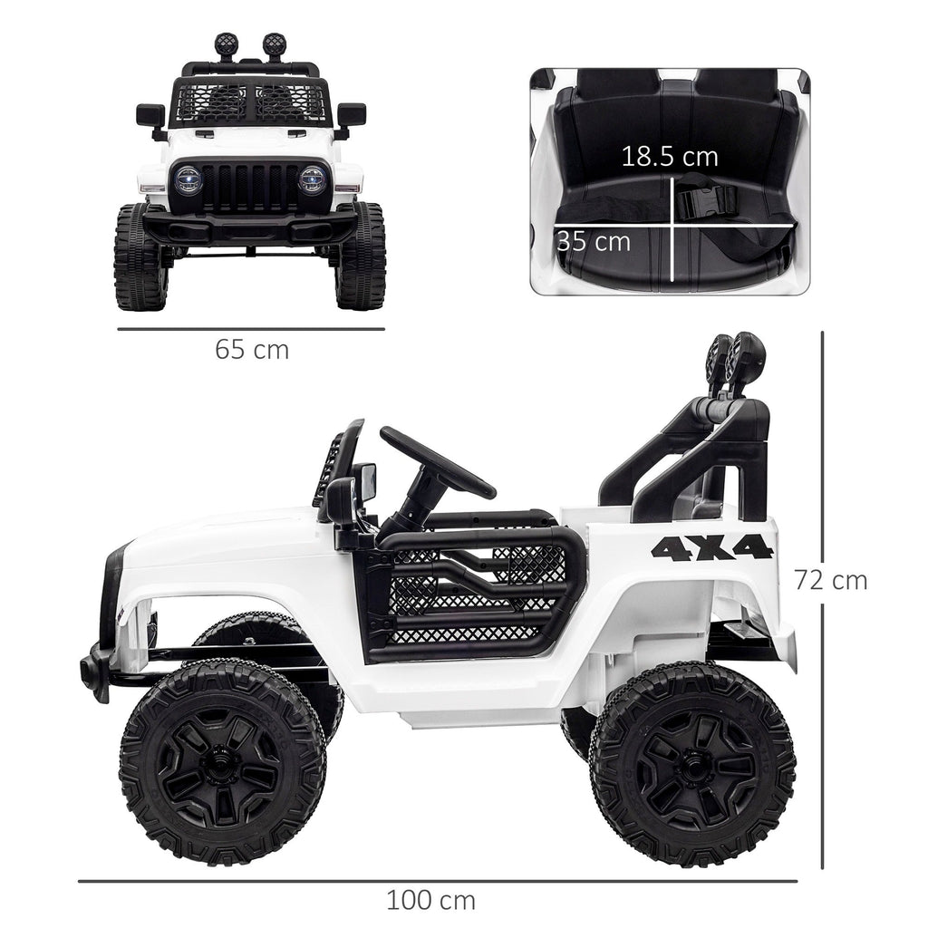 Easycomfort Macchina Elettrica per Bambini Jeep Fuoristrada with Telecomando e 2 Velocità, 100x65x72 cm, white