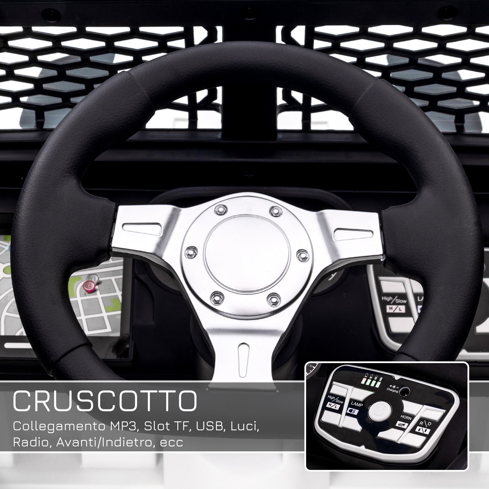 Easycomfort Macchina Elettrica per Bambini Jeep Fuoristrada with Telecomando e 2 Velocità, 100x65x72 cm, white