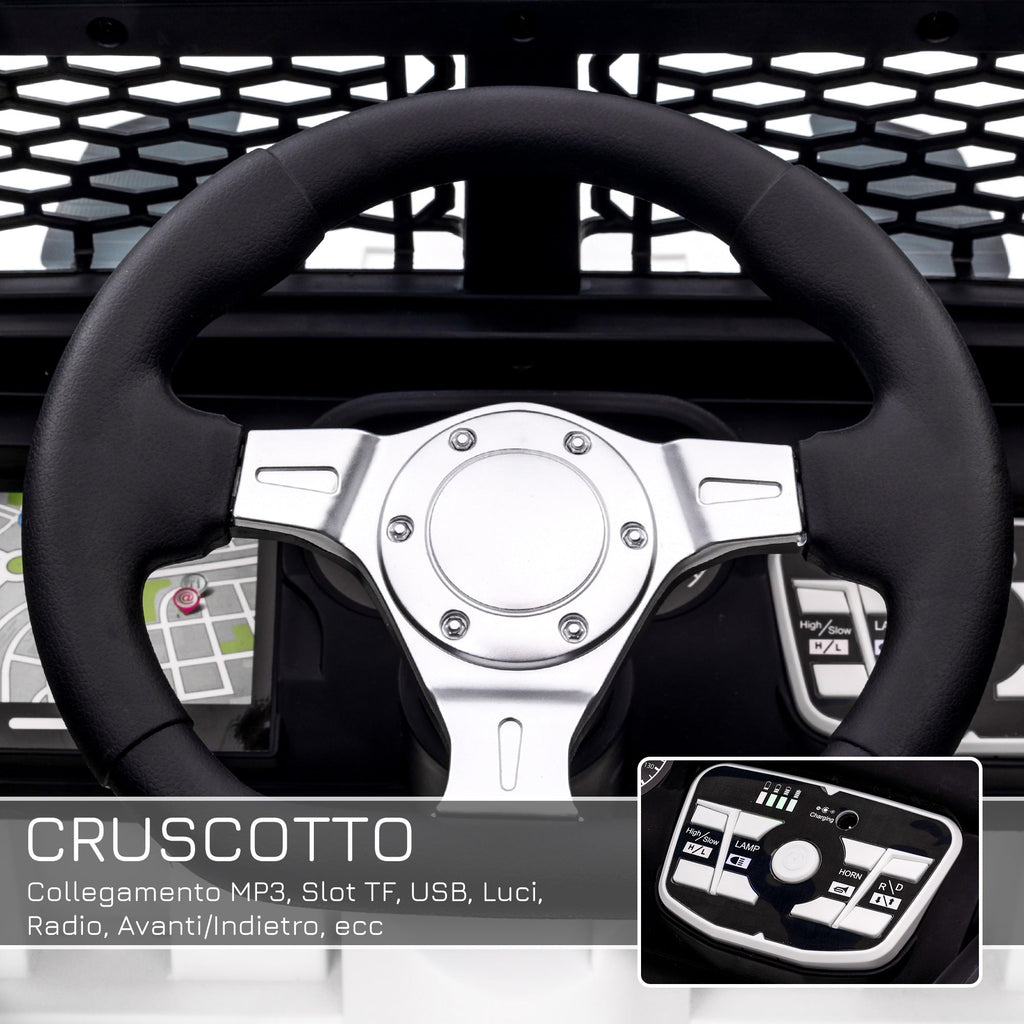 Easycomfort Macchina Elettrica per Bambini Jeep Fuoristrada with Telecomando e 2 Velocità, 100x65x72 cm, white
