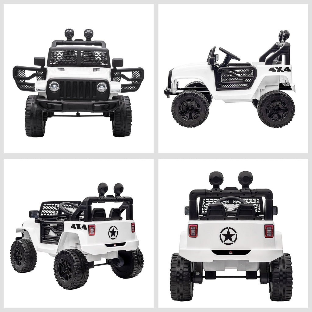 Easycomfort Macchina Elettrica per Bambini Jeep Fuoristrada with Telecomando e 2 Velocità, 100x65x72 cm, white