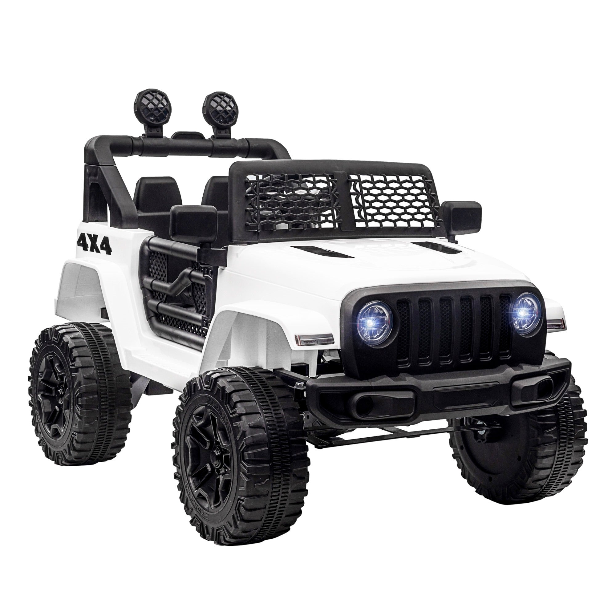 Easycomfort Macchina Elettrica per Bambini Jeep Fuoristrada with Telecomando e 2 Velocità, 100x65x72 cm, white