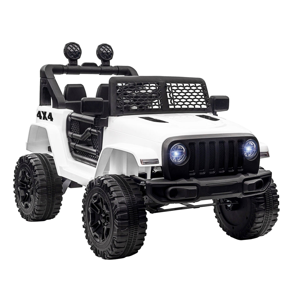 Easycomfort Macchina Elettrica per Bambini Jeep Fuoristrada with Telecomando e 2 Velocità, 100x65x72 cm, white