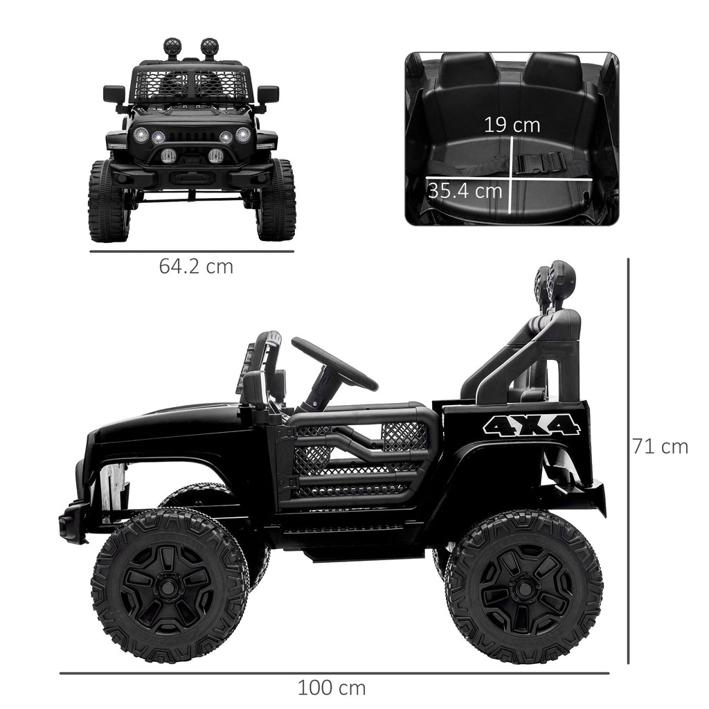 Easycomfort Macchina Elettrica per Bambini 3-6 Anni da 12V with Telecomando, Fari e Clacson, 100x64.2x71 cm, black