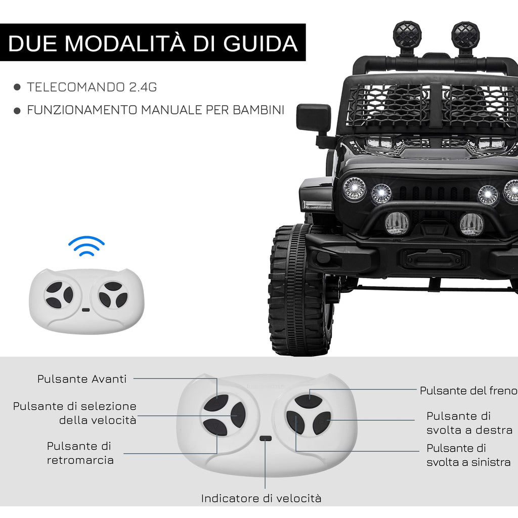 Easycomfort Macchina Elettrica per Bambini 3-6 Anni da 12V with Telecomando, Fari e Clacson, 100x64.2x71 cm, black