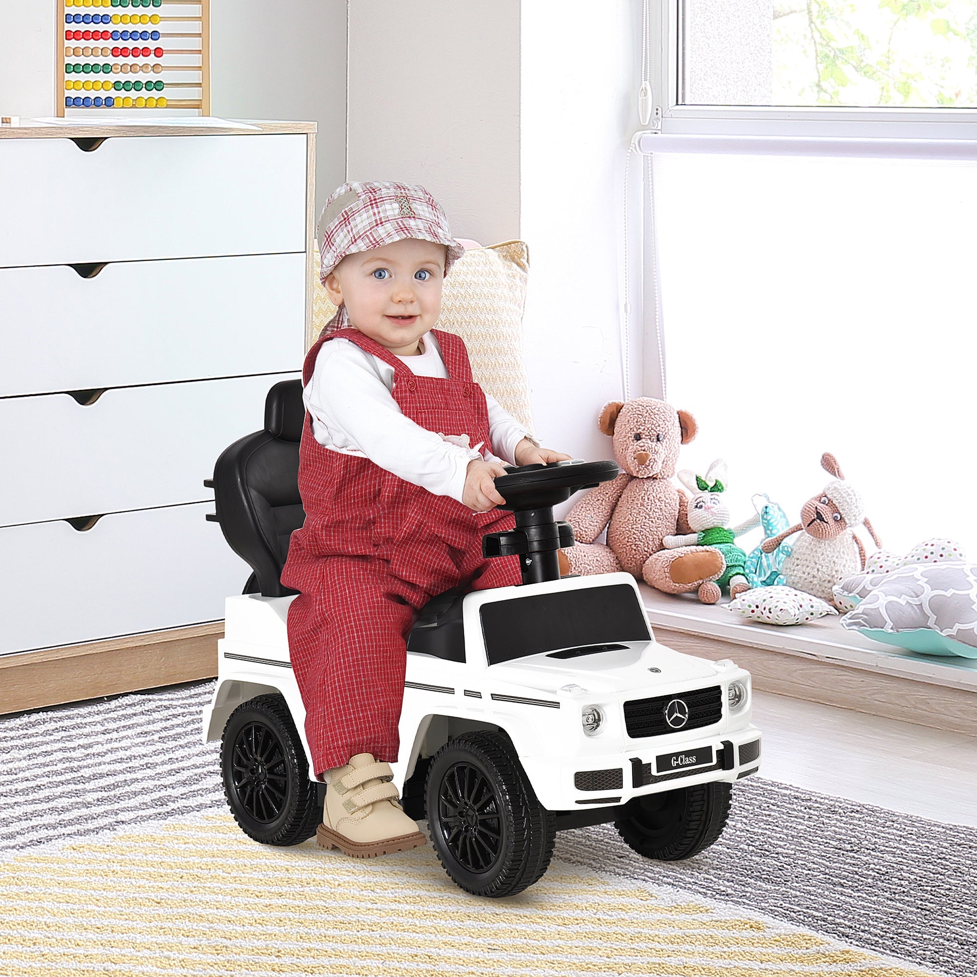 Easycomfort Macchina a Spinta per Bambini 12-36 Mesi with Licenza Mercedes, Tettuccio e Maniglia di Spinta, 85.5x40.5x95 cm, white