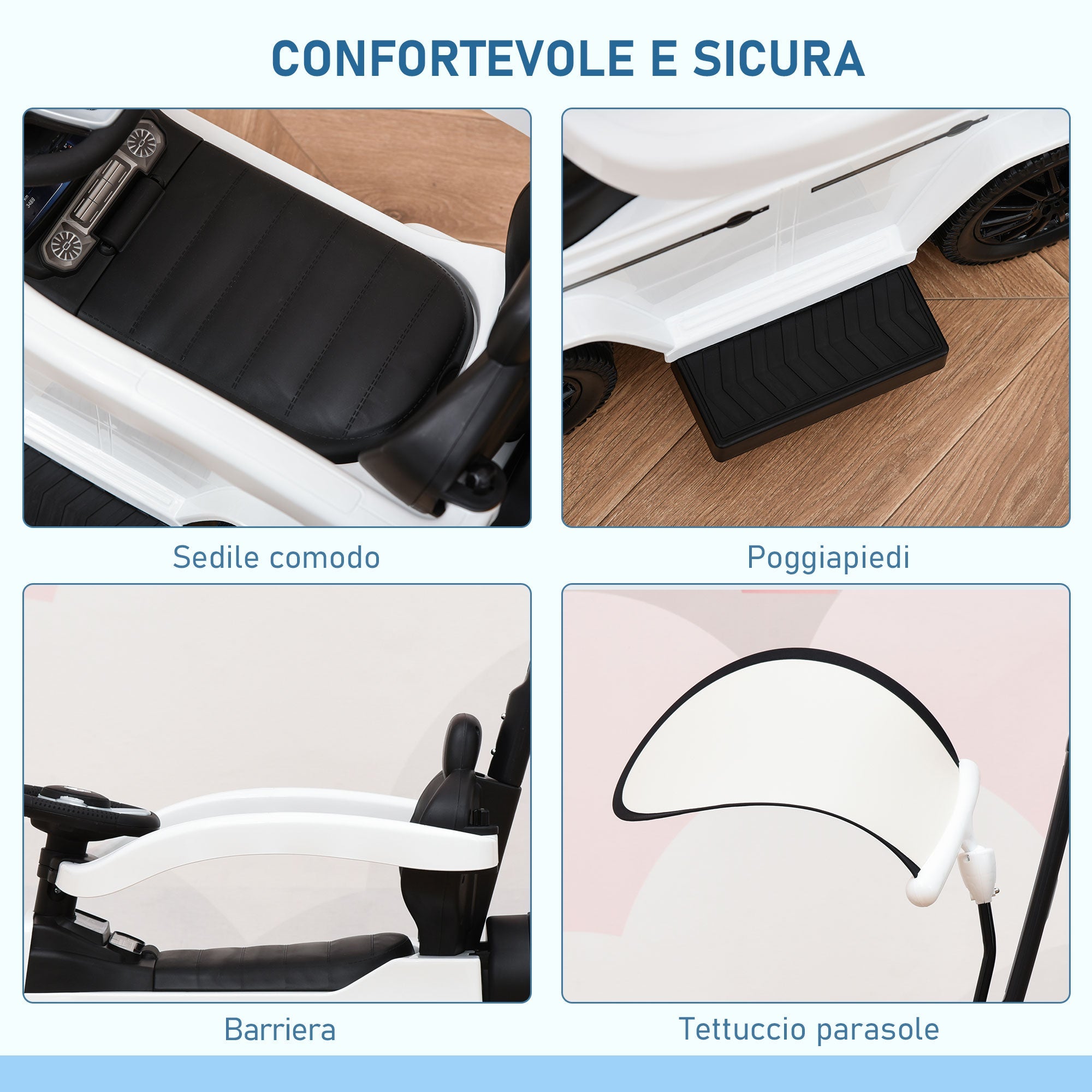 Easycomfort Macchina a Spinta per Bambini 12-36 Mesi with Licenza Mercedes, Tettuccio e Maniglia di Spinta, 85.5x40.5x95 cm, white