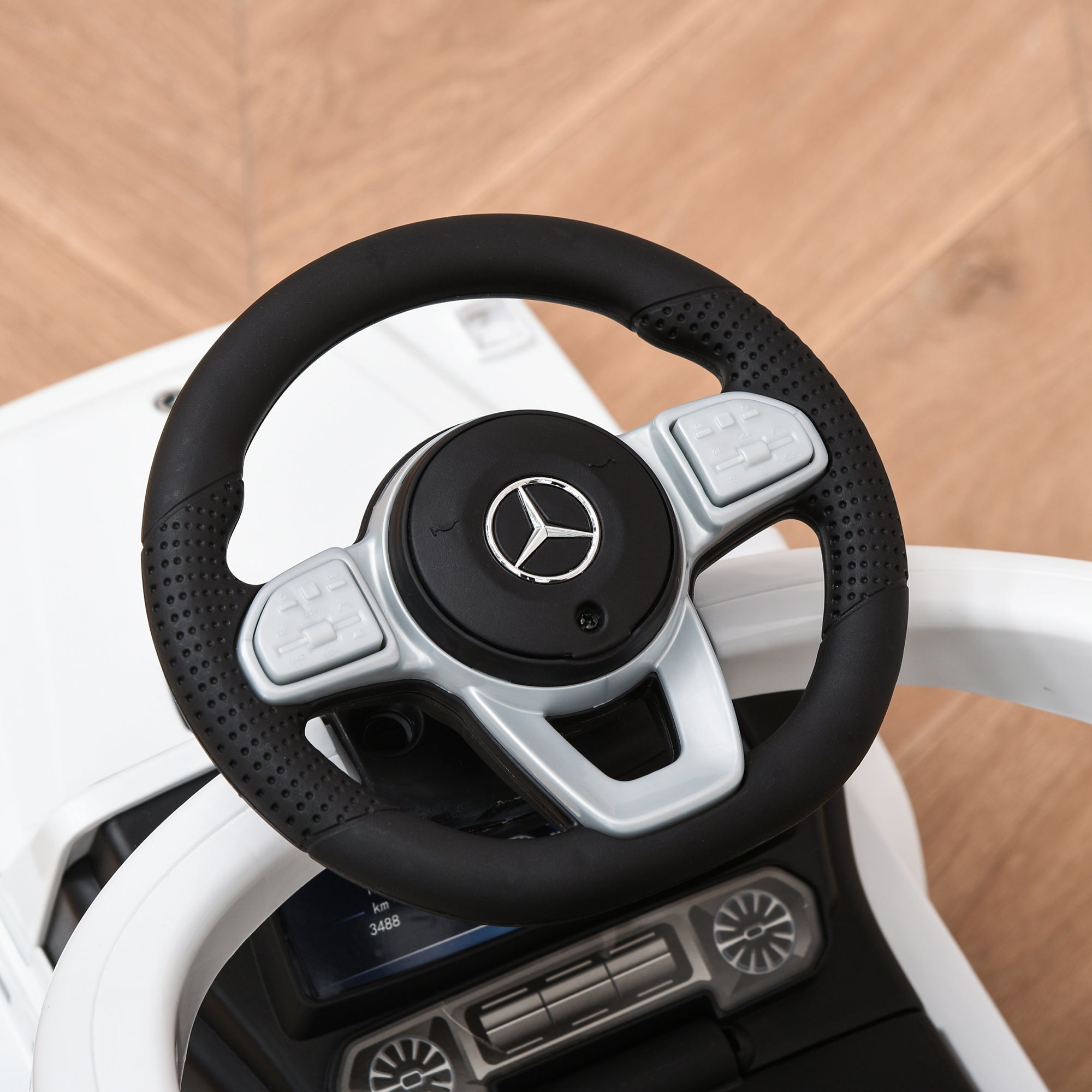 Easycomfort Macchina a Spinta per Bambini 12-36 Mesi with Licenza Mercedes, Tettuccio e Maniglia di Spinta, 85.5x40.5x95 cm, white