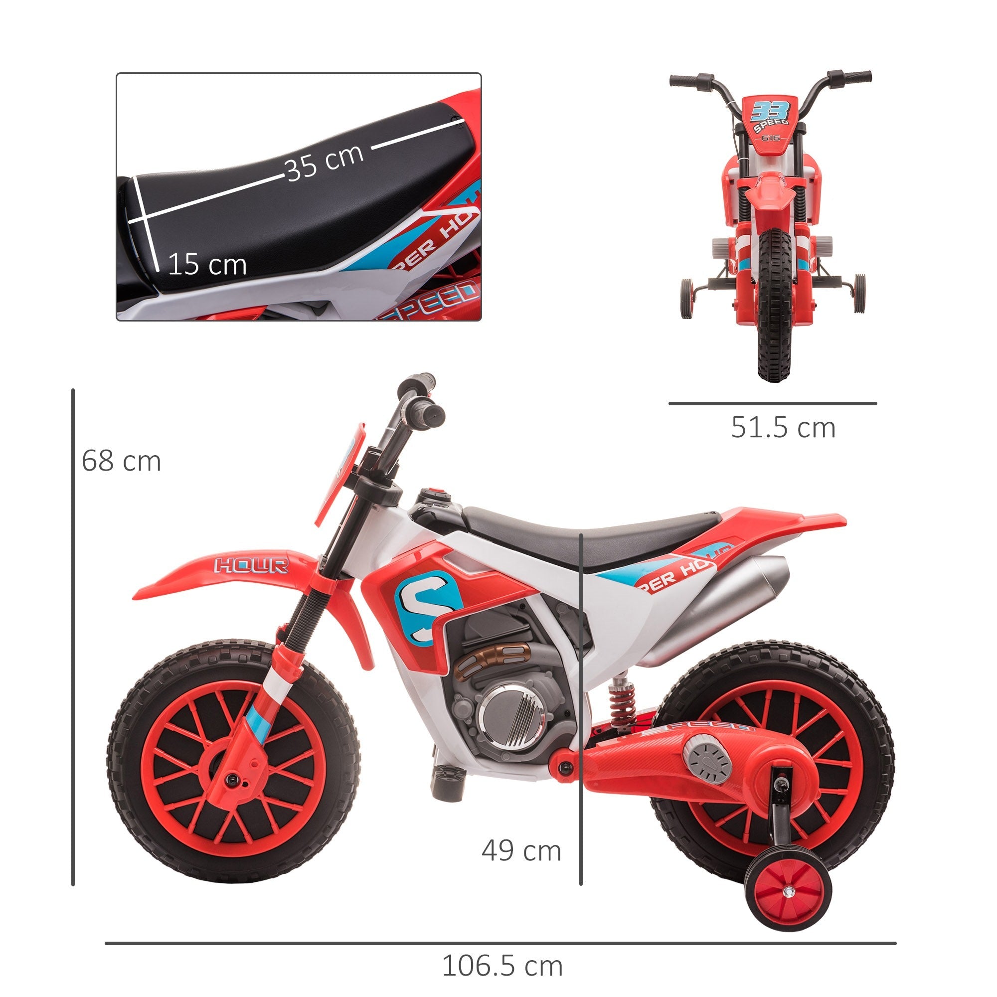 EasyComfort elektrische kindercrossmotor 12V rood