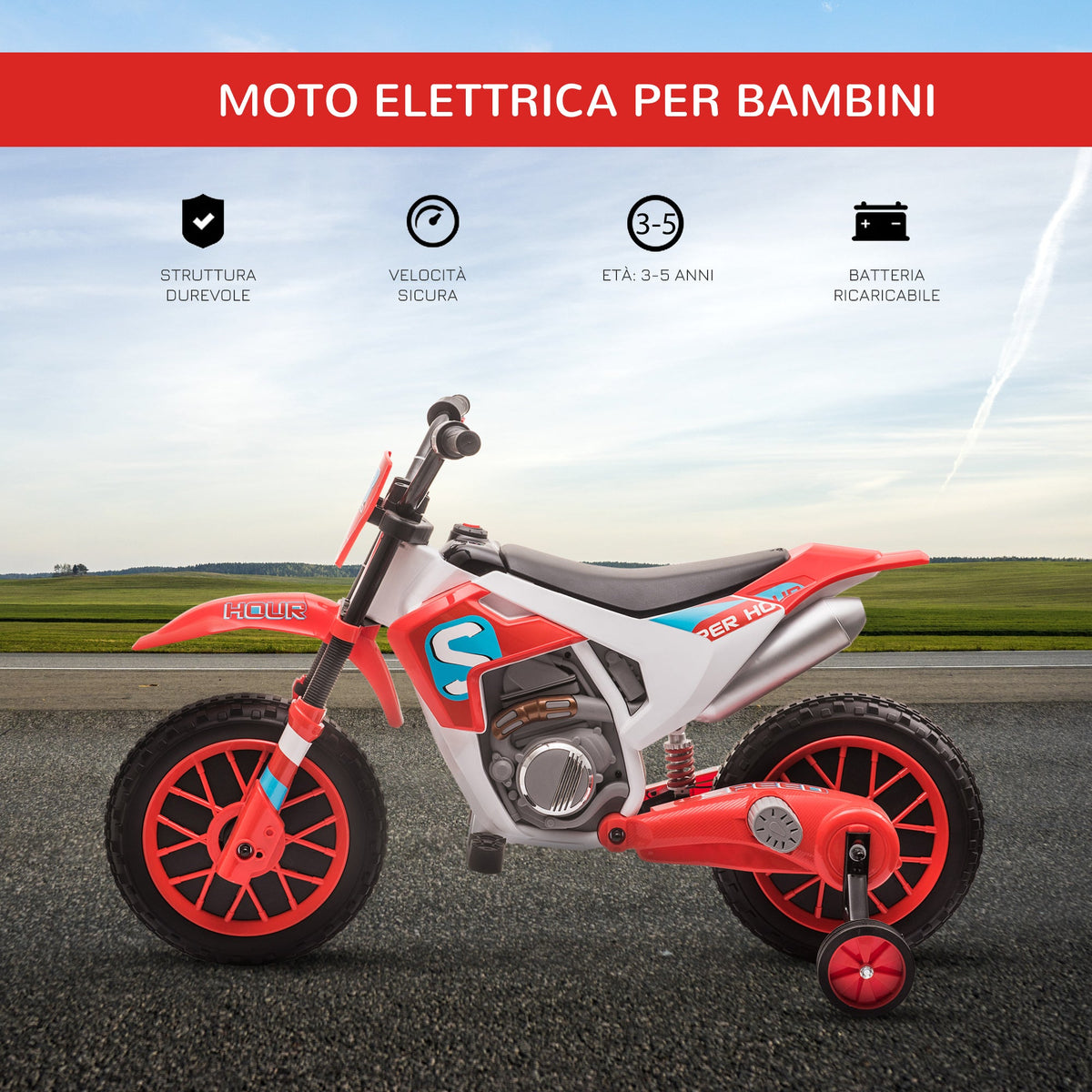 EasyComfort elektrische kindercrossmotor 12V rood