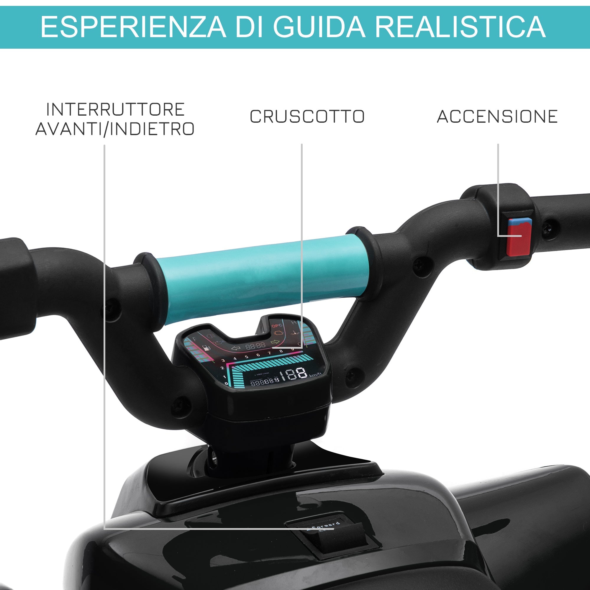 Easycomfort Quad Elettrico per Bambini 18-36 Mesi with Batteria Ricaricabile da 6V, 72x40x45.5 cm, black