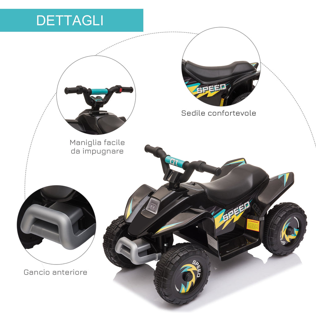 Easycomfort Quad Elettrico per Bambini 18-36 Mesi with Batteria Ricaricabile da 6V, 72x40x45.5 cm, black