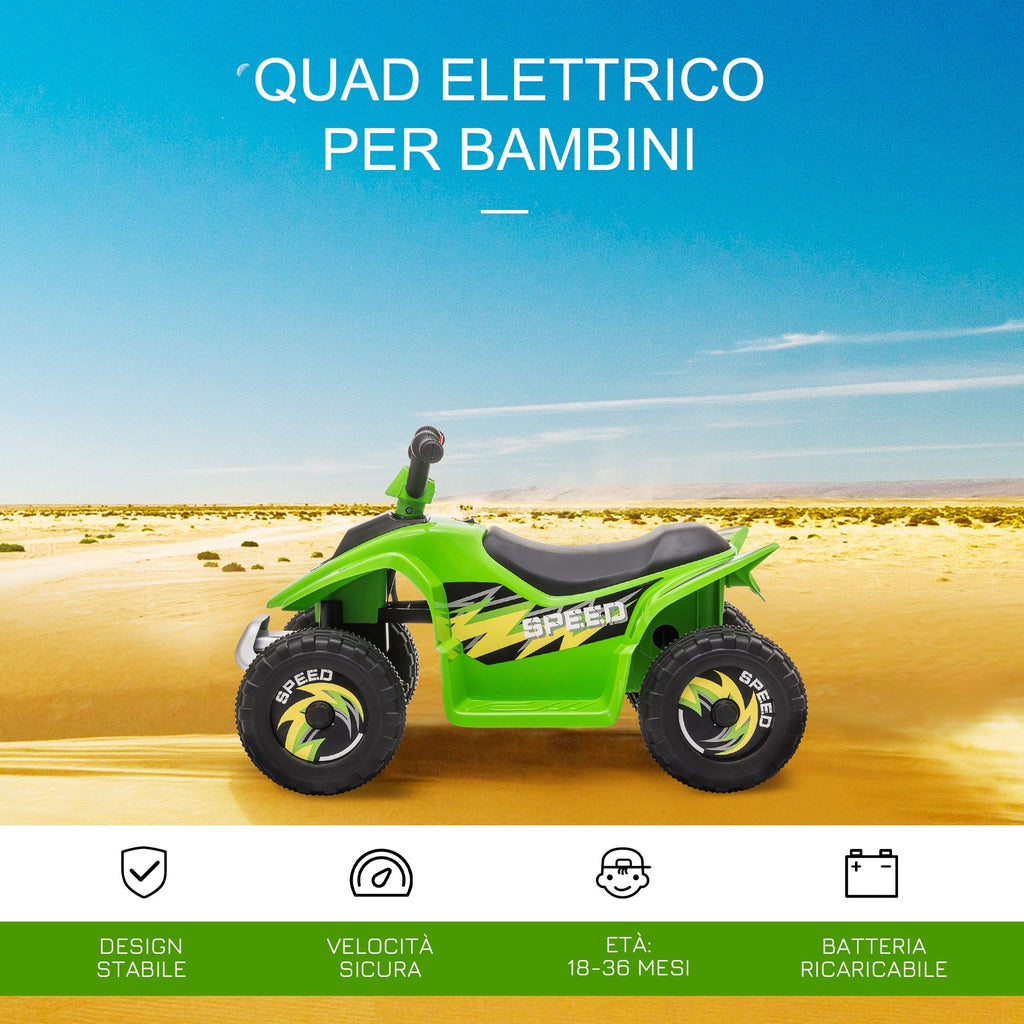 Easycomfort Quad Elettrico per Bambini with Batteria Ricaricabile 6V e Marcia Avanti e Indietro, 72x40x45.5 cm, Verde