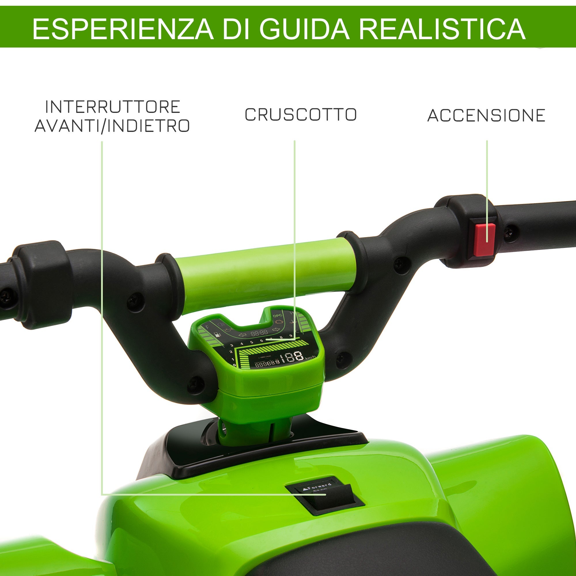 Easycomfort Quad Elettrico per Bambini with Batteria Ricaricabile 6V e Marcia Avanti e Indietro, 72x40x45.5 cm, Verde