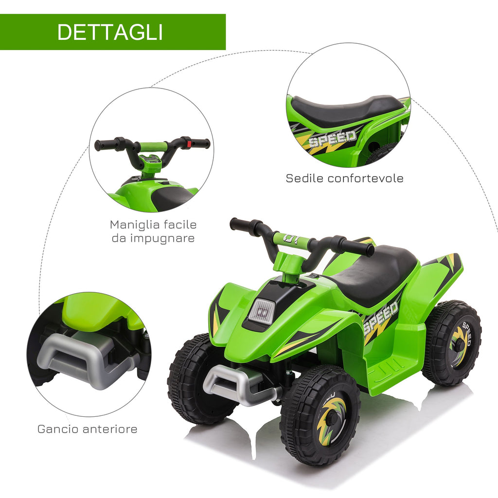 Easycomfort Quad Elettrico per Bambini with Batteria Ricaricabile 6V e Marcia Avanti e Indietro, 72x40x45.5 cm, Verde
