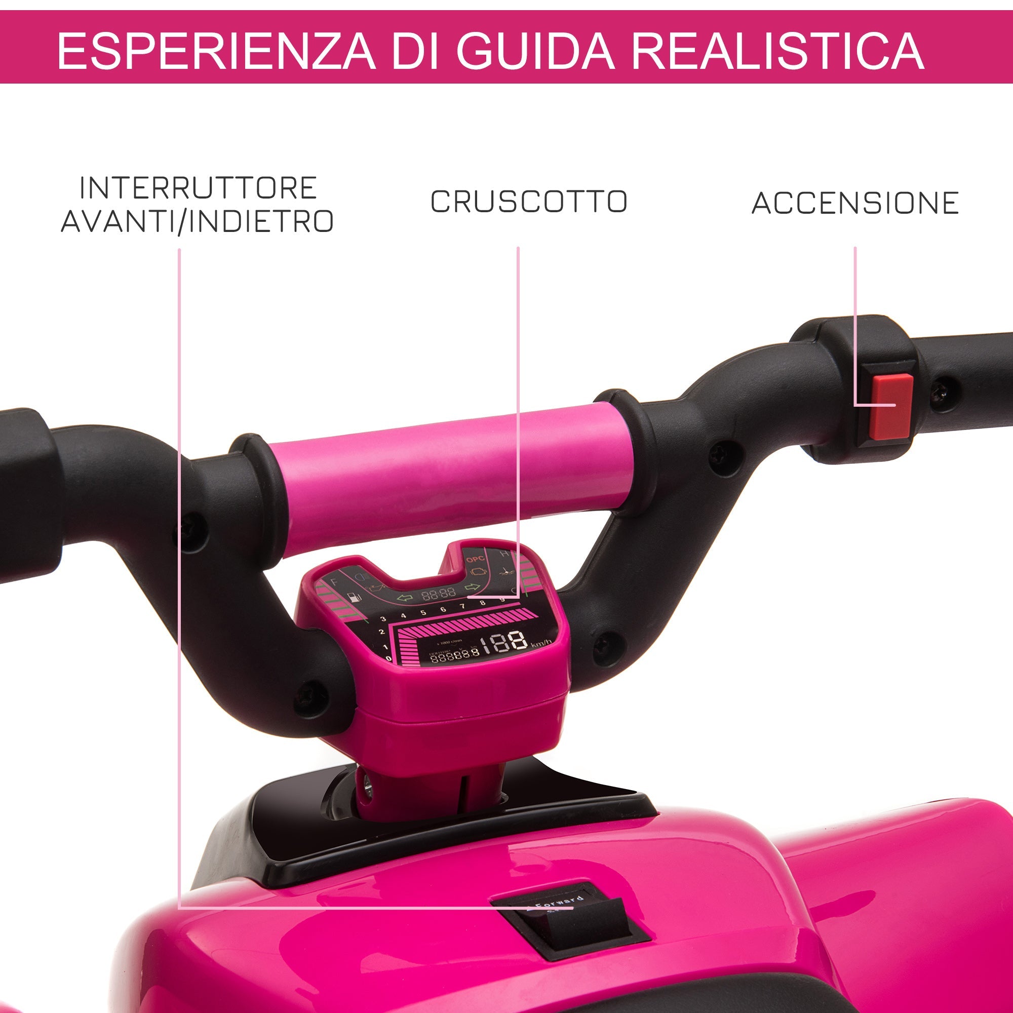 EasyComfort elektrische kinderquad 6V, 2.8–4.6 km/u, roze