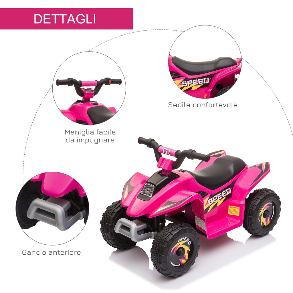 EasyComfort elektrische kinderquad 6V, 2.8–4.6 km/u, roze