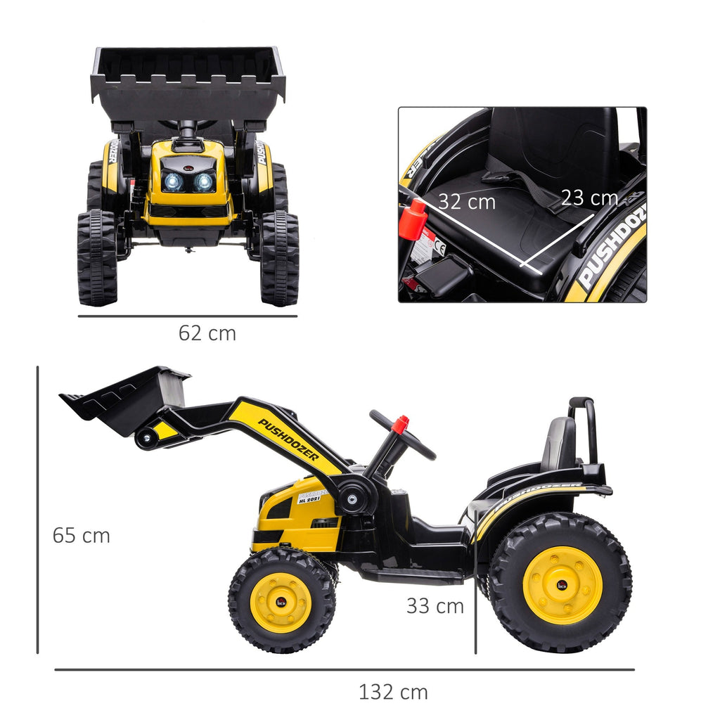 Easycomfort Escavatore Cavalcabile per Bambini 3-5 Anni, Ruspa Giocattolo a Batteria 6V with Suoni e Luci, Velocità 1.5-2.5 km/h, 132cmx62cmx65cm, Giallo