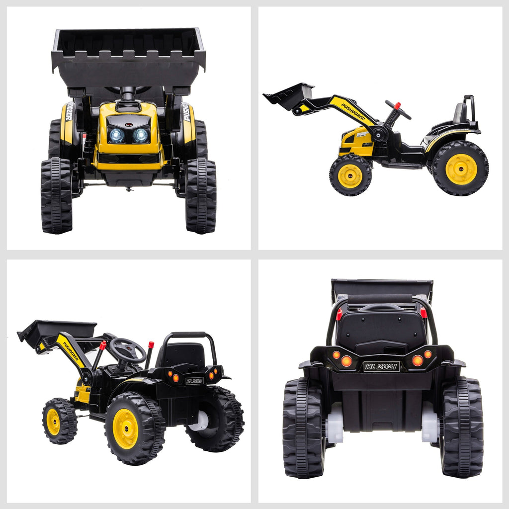 Easycomfort Escavatore Cavalcabile per Bambini 3-5 Anni, Ruspa Giocattolo a Batteria 6V with Suoni e Luci, Velocità 1.5-2.5 km/h, 132cmx62cmx65cm, Giallo