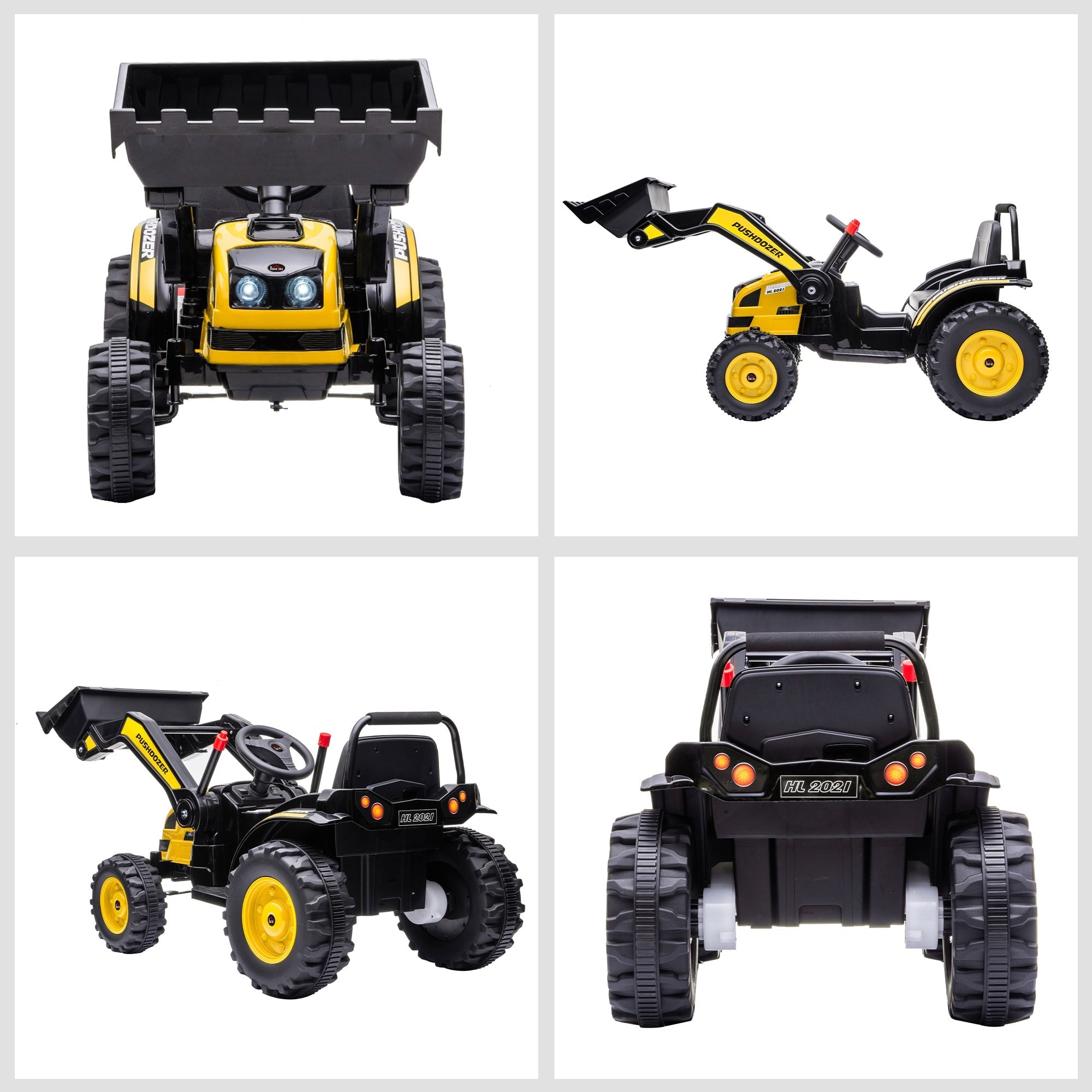 Easycomfort Escavatore Cavalcabile per Bambini 3-5 Anni, Ruspa Giocattolo a Batteria 6V with Suoni e Luci, Velocità 1.5-2.5 km/h, 132cmx62cmx65cm, Giallo