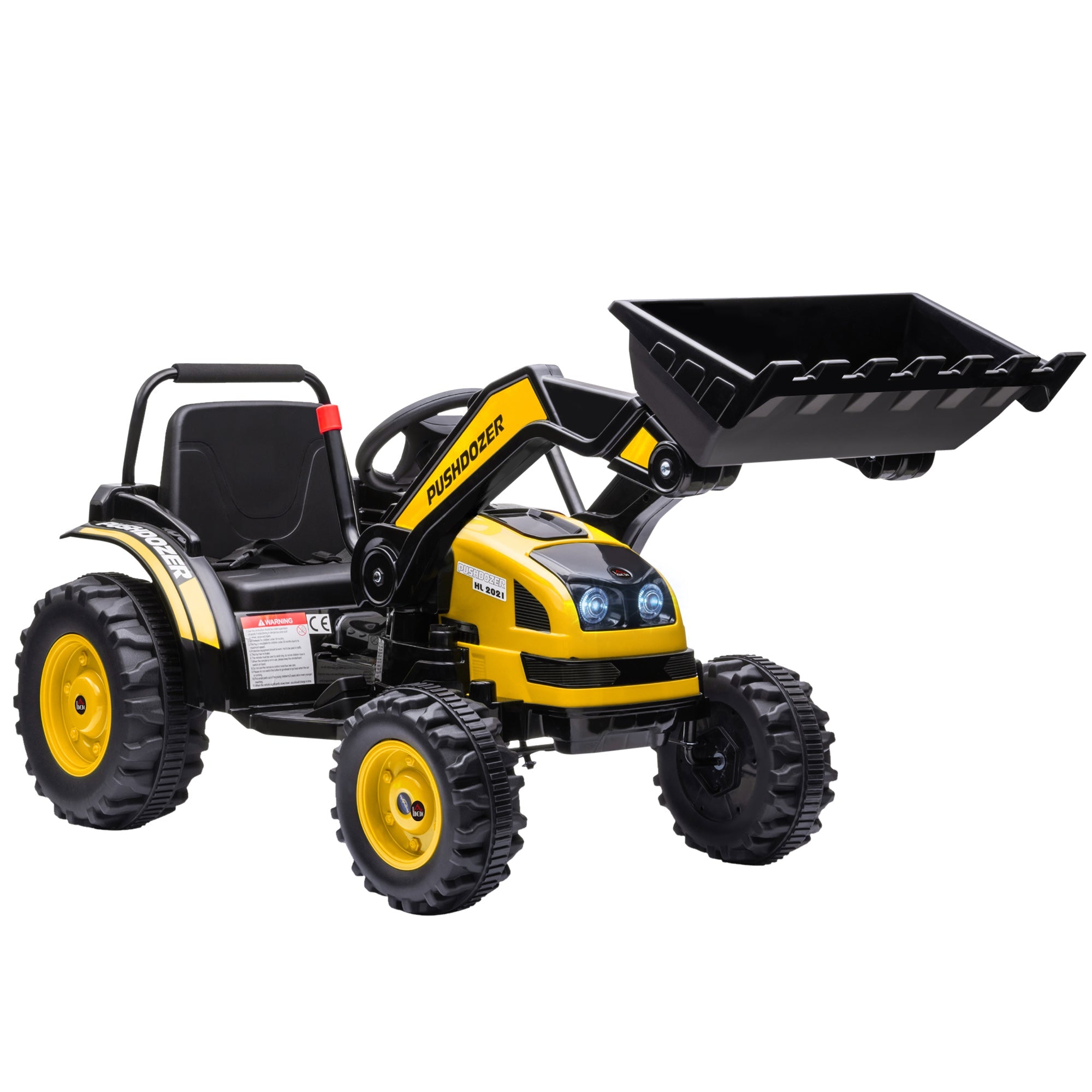 Easycomfort Escavatore Cavalcabile per Bambini 3-5 Anni, Ruspa Giocattolo a Batteria 6V with Suoni e Luci, Velocità 1.5-2.5 km/h, 132cmx62cmx65cm, Giallo