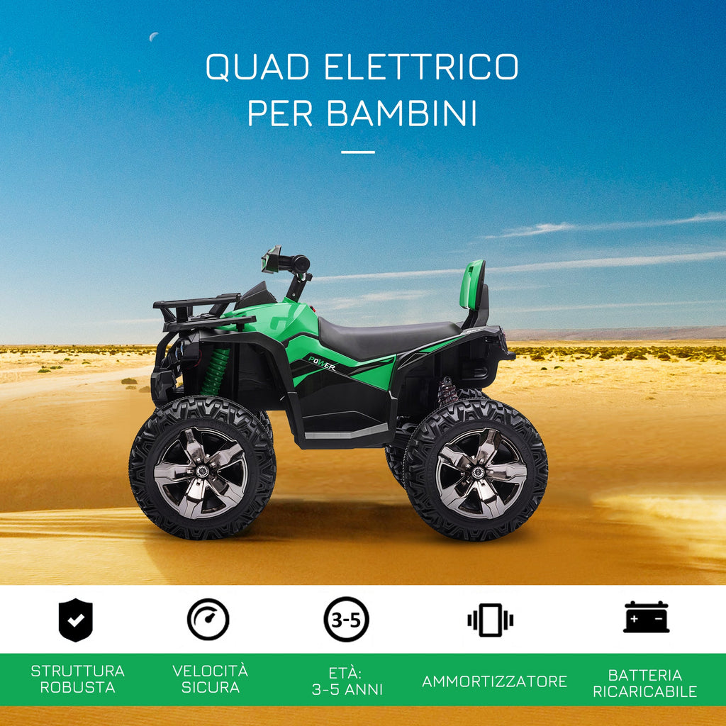 Easycomfort Quad per Bambini Elettrico 12V with Fari e Batteria Ricaricabile, Età 3-5 Anni, 100x65x73cm, Verde