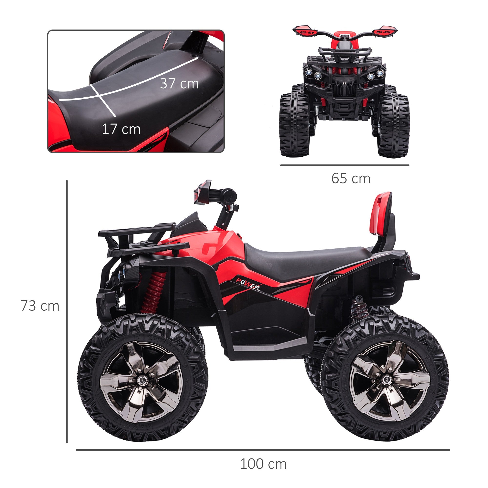 Easycomfort Quad per Bambini Elettrico 12V with Fari e Batteria Ricaricabile, Età 3-5 Anni, 100x65x73cm, Rosso