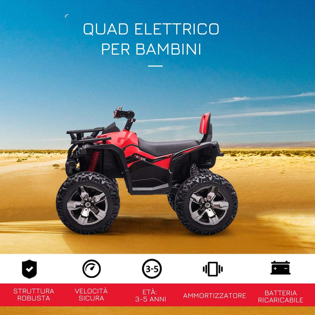 Easycomfort Quad per Bambini Elettrico 12V with Fari e Batteria Ricaricabile, Età 3-5 Anni, 100x65x73cm, Rosso