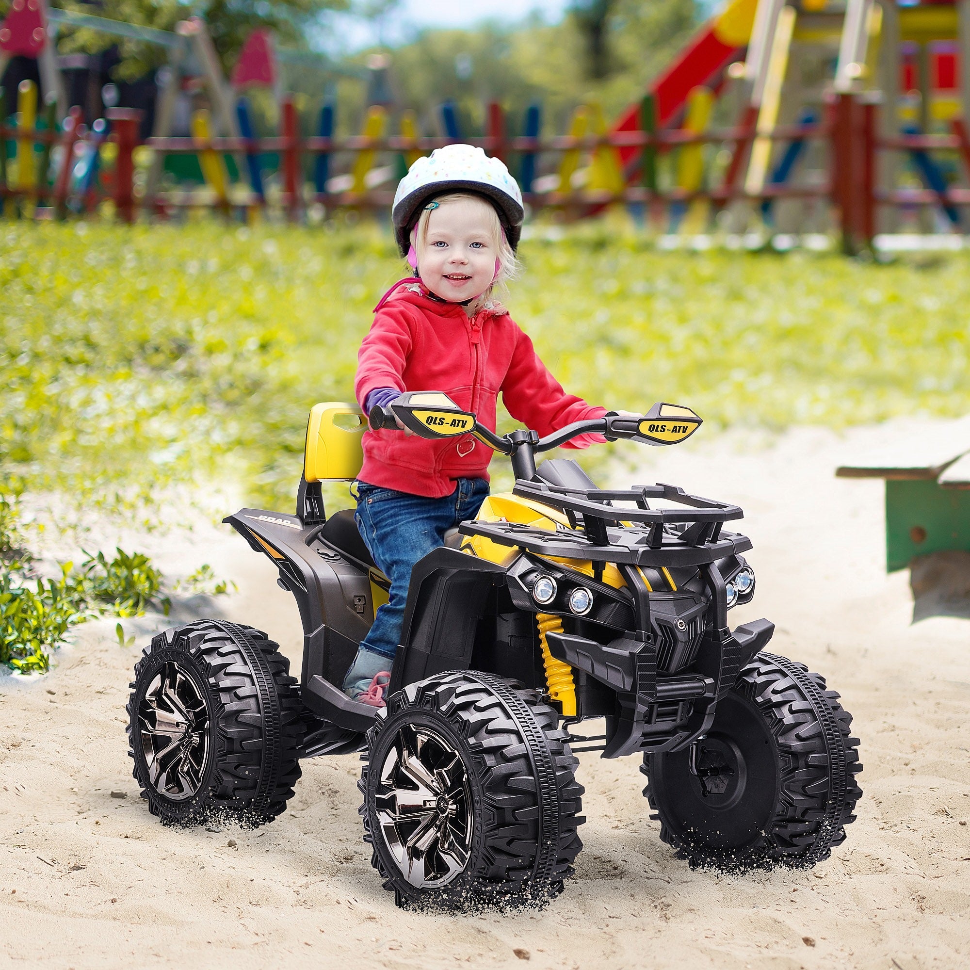 Easycomfort Quad per Bambini Elettrico 12V with Fari e Batteria Ricaricabile, Età 3-5 Anni, 100x65x73cm, Giallo
