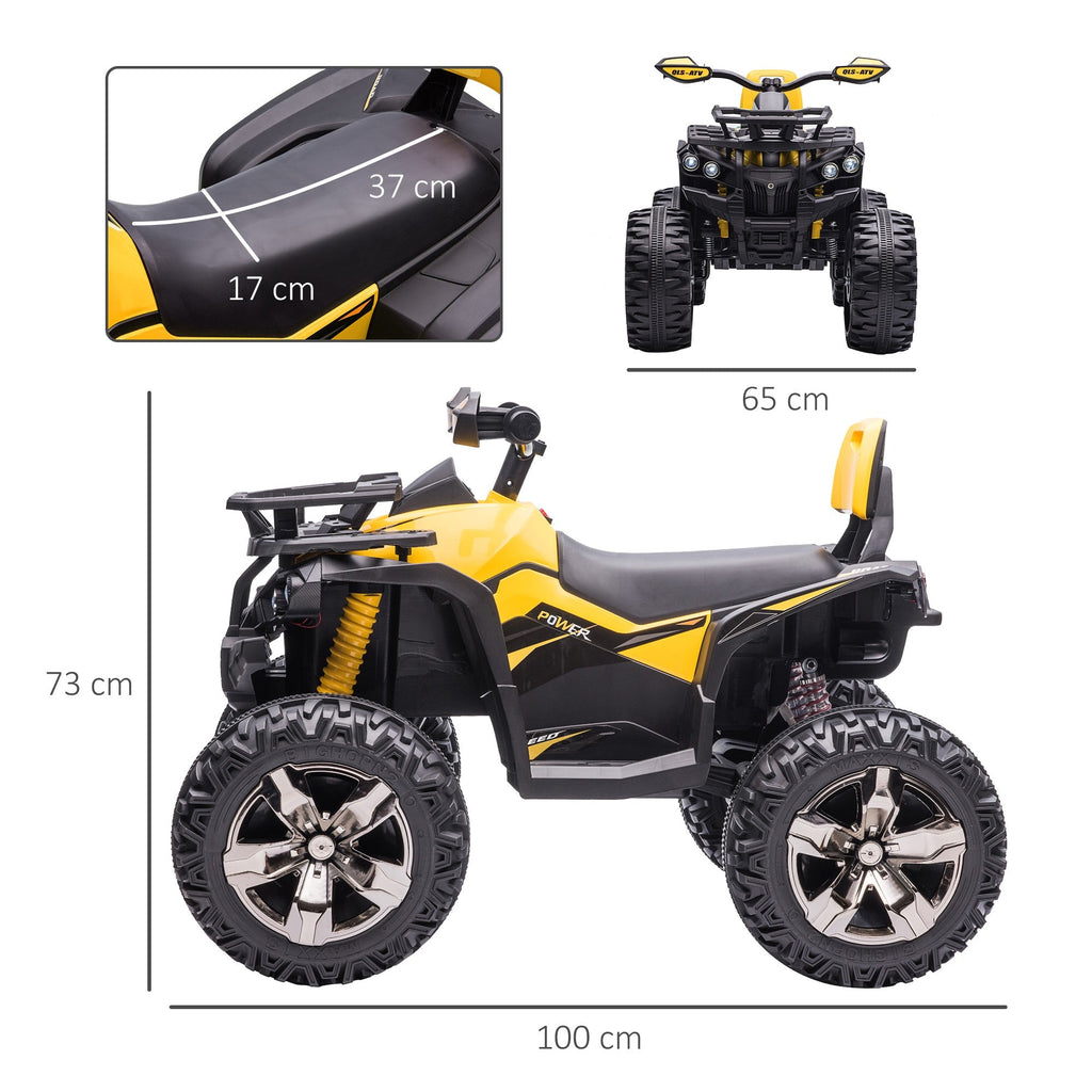 Easycomfort Quad per Bambini Elettrico 12V with Fari e Batteria Ricaricabile, Età 3-5 Anni, 100x65x73cm, Giallo