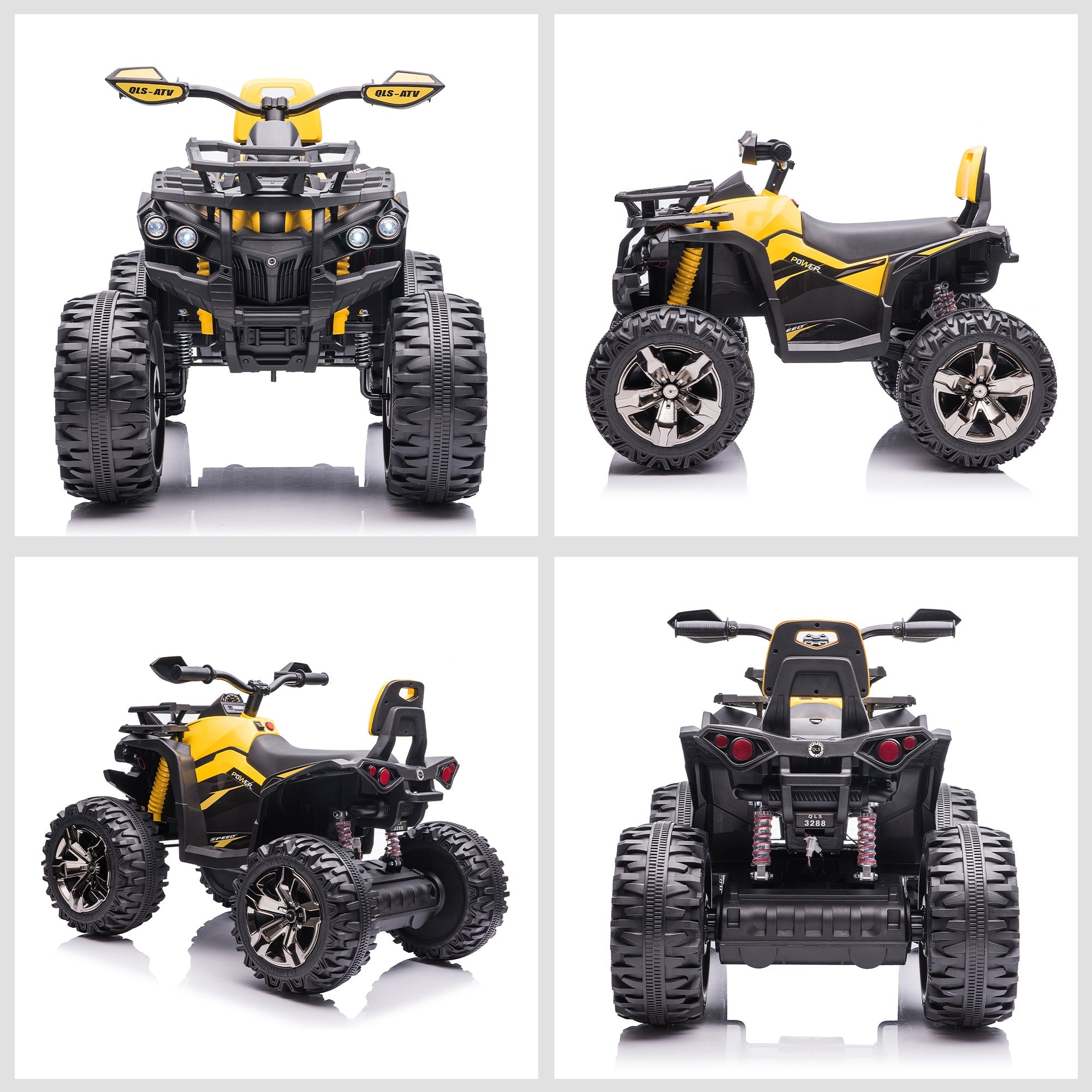 Easycomfort Quad per Bambini Elettrico 12V with Fari e Batteria Ricaricabile, Età 3-5 Anni, 100x65x73cm, Giallo