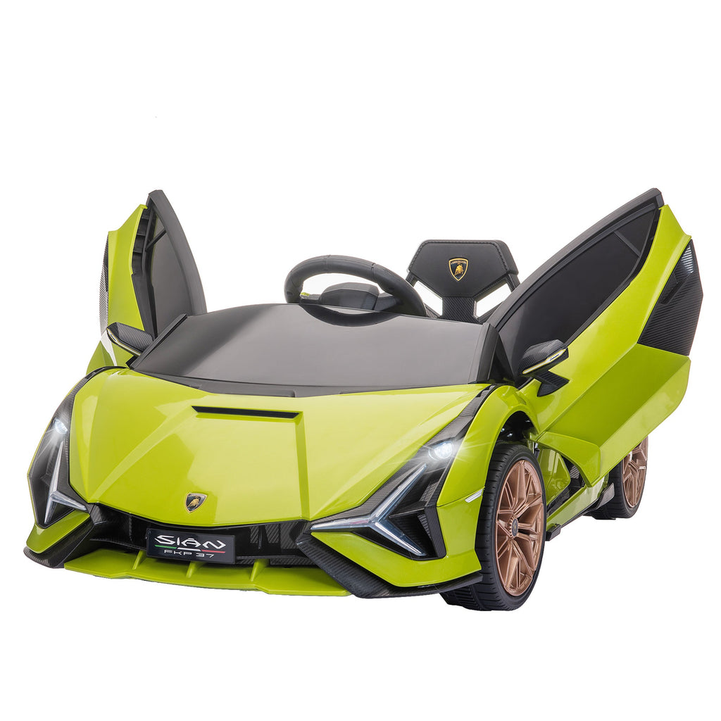 Easycomfort Lamborghini Macchina Elettrica per Bambini 12V with Fari e Musica, Telecomando e Velocità 3-5km/h, Età 3-5 Anni, 108x62x40cm, Verde