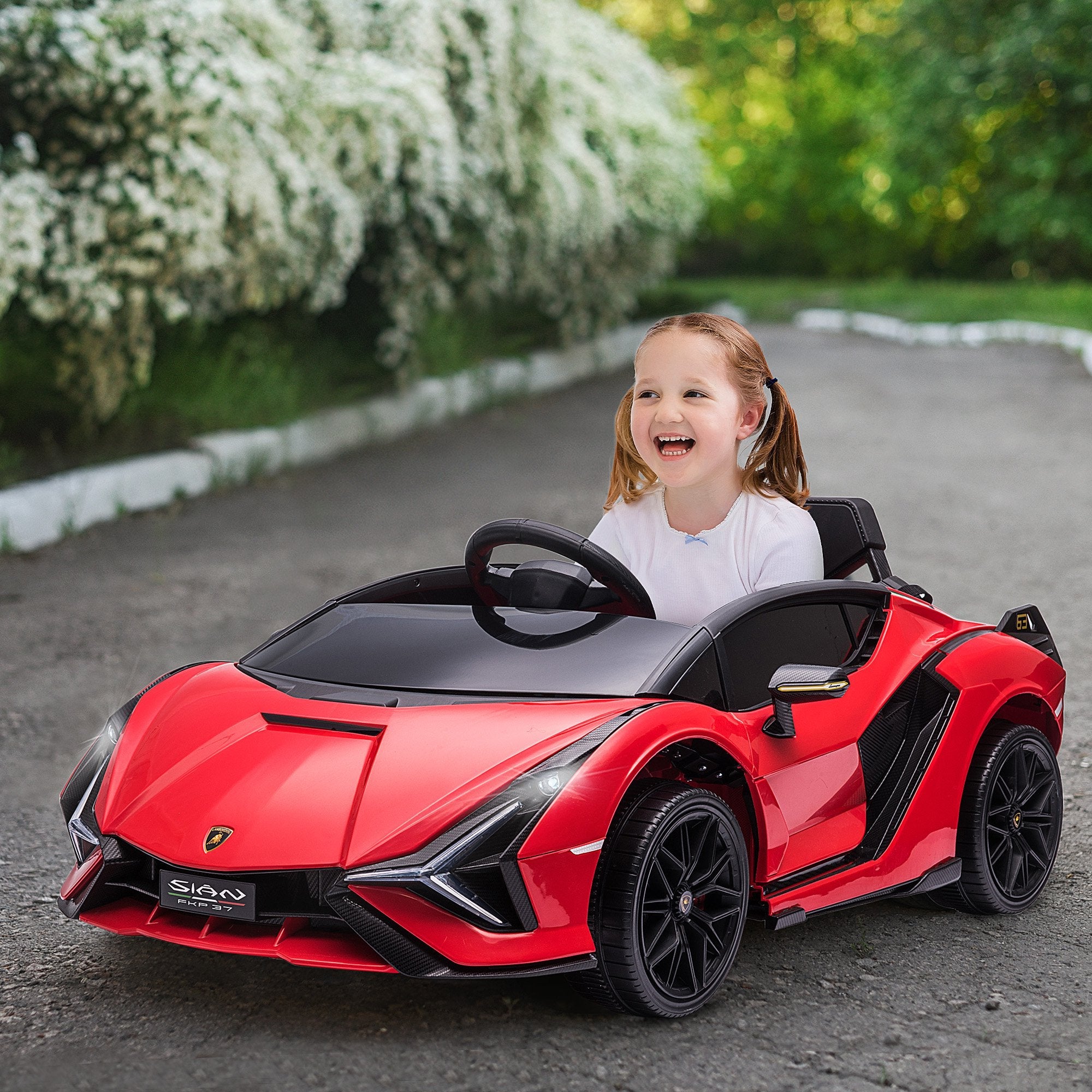 Easycomfort Macchina Elettrica per Bambini 12V with Fari e Musica, Telecomando e Velocità 3-5km/h, Età 3-5 Anni, 108x62x40cm, Rosso