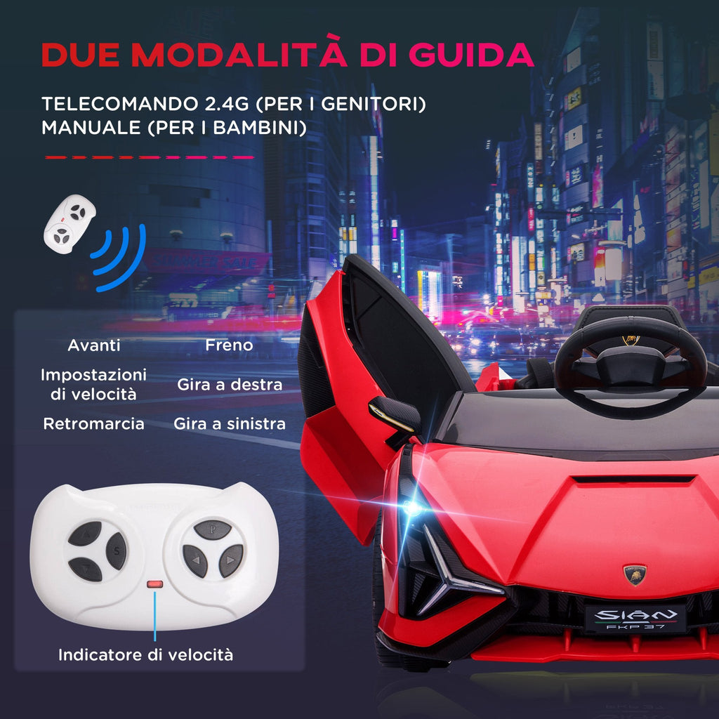 Easycomfort Macchina Elettrica per Bambini 12V with Fari e Musica, Telecomando e Velocità 3-5km/h, Età 3-5 Anni, 108x62x40cm, Rosso