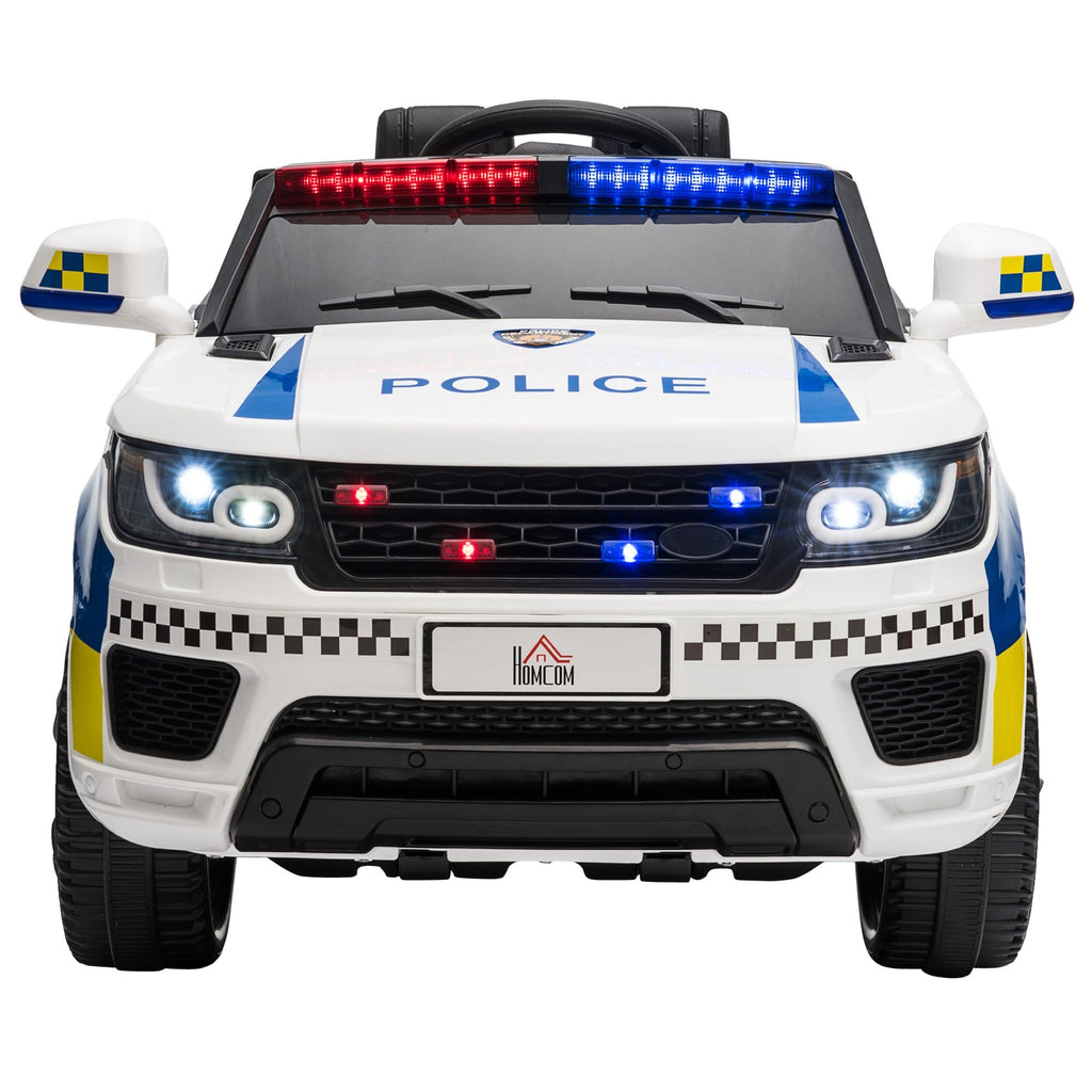 EasyComfort elektrische politieauto voor kinderen 12V met afstandsbediening (110x68x52 cm) - wit