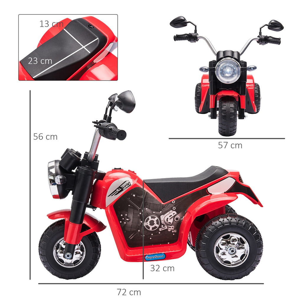 Easycomfort Moto Elettrica per Bambini a 3 Ruote with Luci e Suoni, Batteria Ricaricabile 6V, Velocità 2 km/h, per Bimbi da 18-36 Mesi, 72x57x56cm Rossa