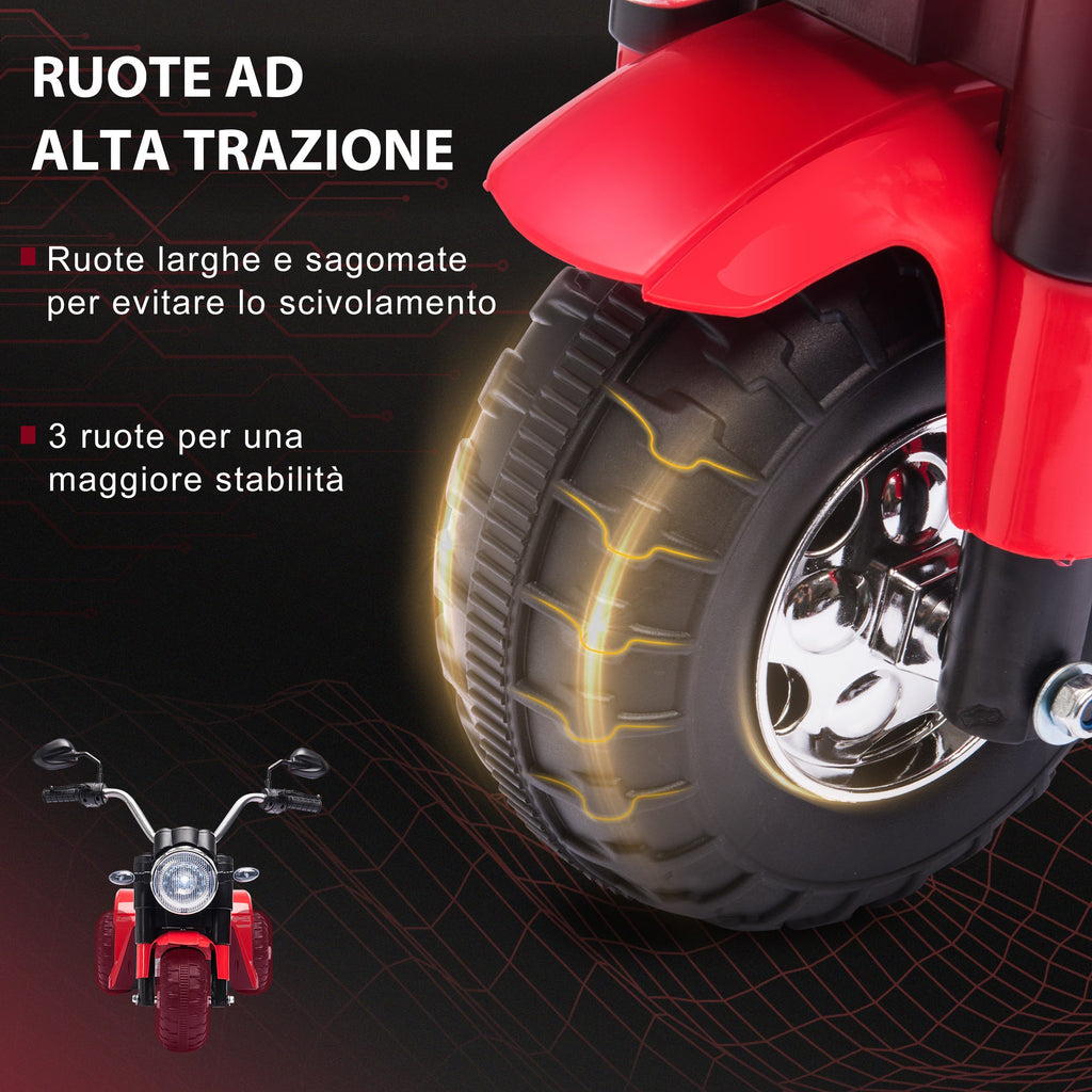Easycomfort Moto Elettrica per Bambini a 3 Ruote with Luci e Suoni, Batteria Ricaricabile 6V, Velocità 2 km/h, per Bimbi da 18-36 Mesi, 72x57x56cm Rossa