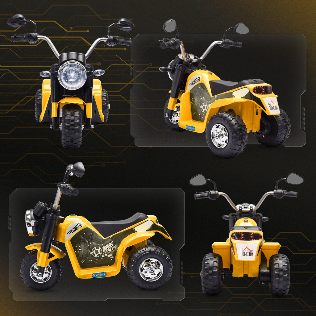 Easycomfort Moto Elettrica per Bambini a 3 Ruote with Luci e Suoni, Batteria Ricaricabile 6V, Velocità 2 km/h, per Bimbi da 18-36 Mesi, 72cmx57cmx56cm Gialla
