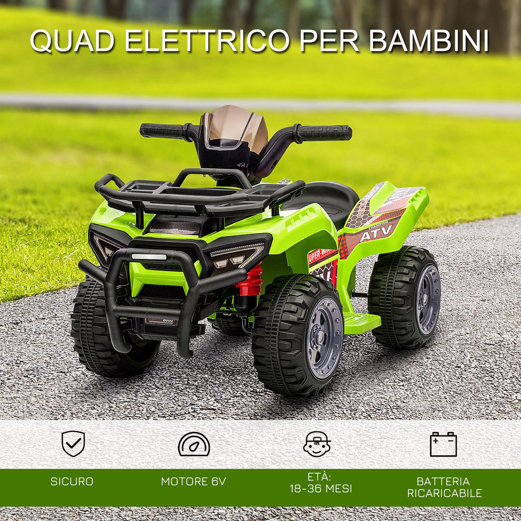 Easycomfort Quad Elettrico per Bambini 18-36 Mesi with Batteria Ricaricabile 6V e Fari, in Metallo e PP, 66x44x42 cm, Verde